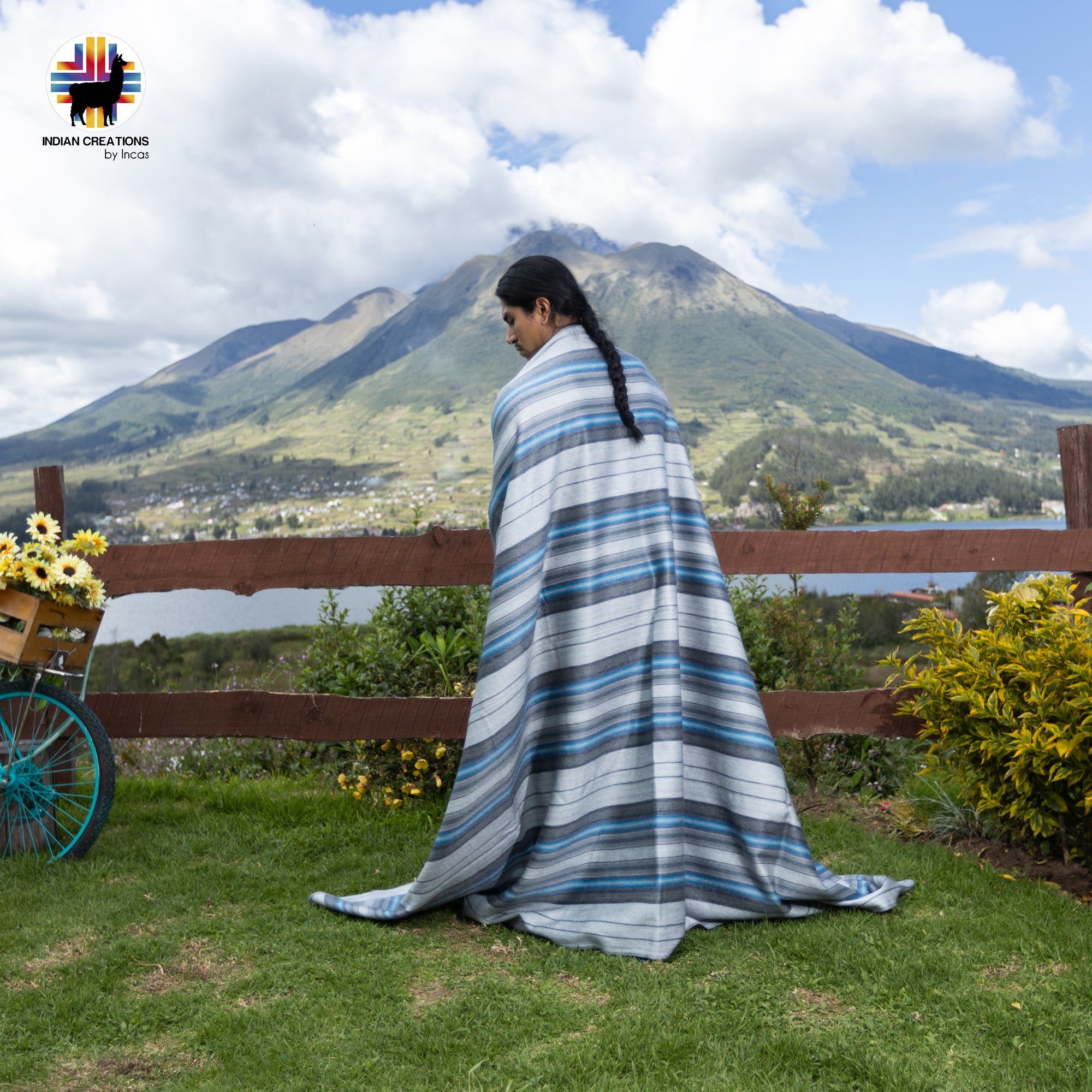Thunderstorm Baby Alpaca Wool Blanket. Lightweight.