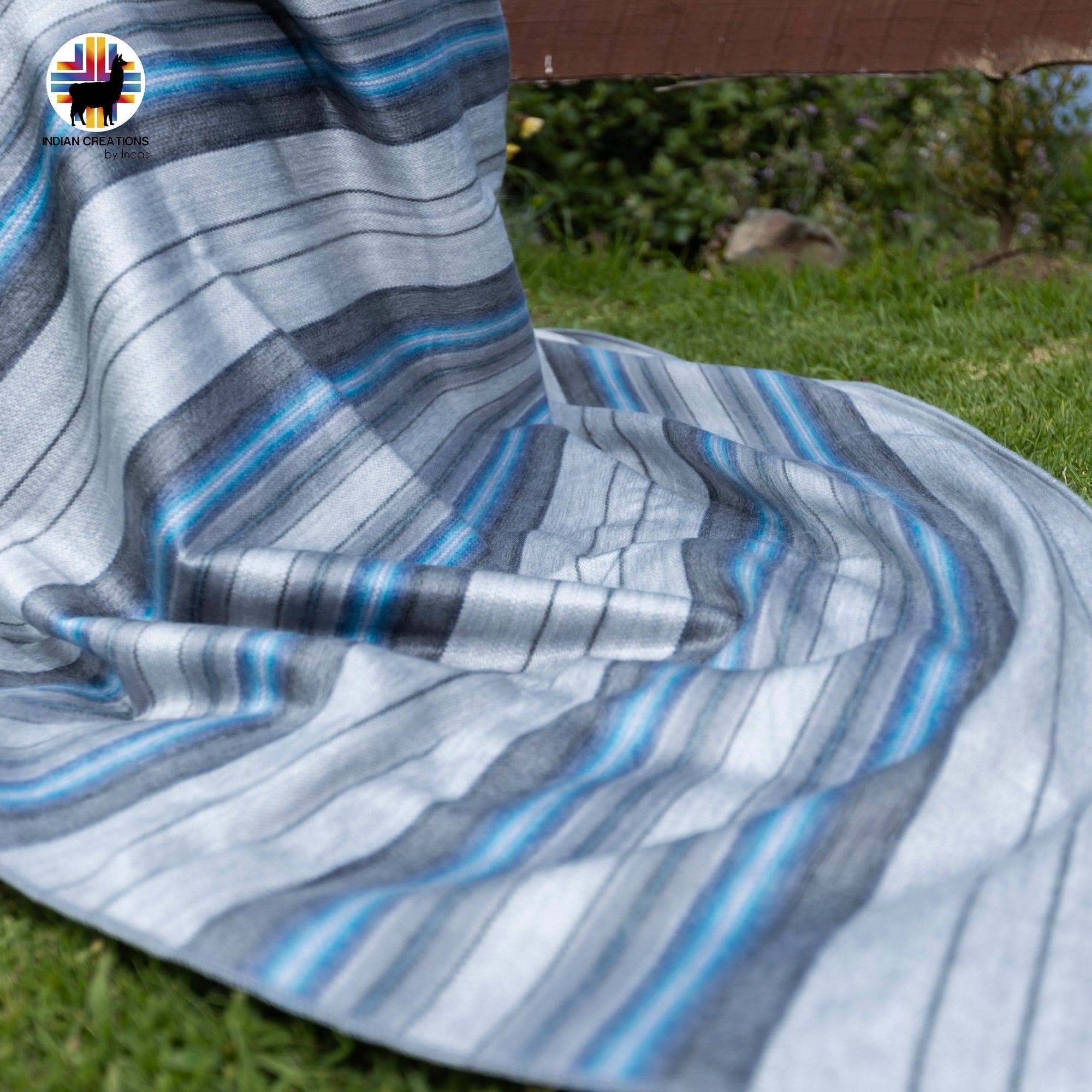 Thunderstorm Baby Alpaca Wool Blanket. Lightweight.