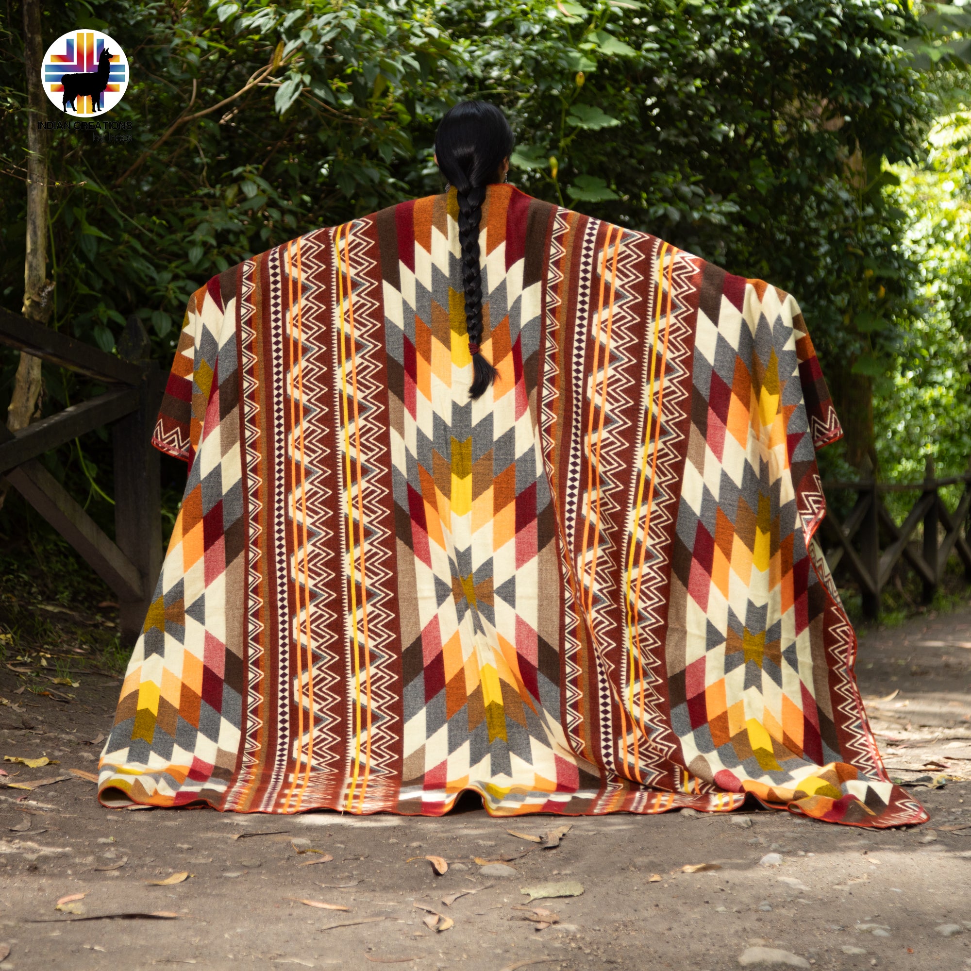 Physalis Alkekengi Handmade Alpaca Wool Blanket. Queen Size.