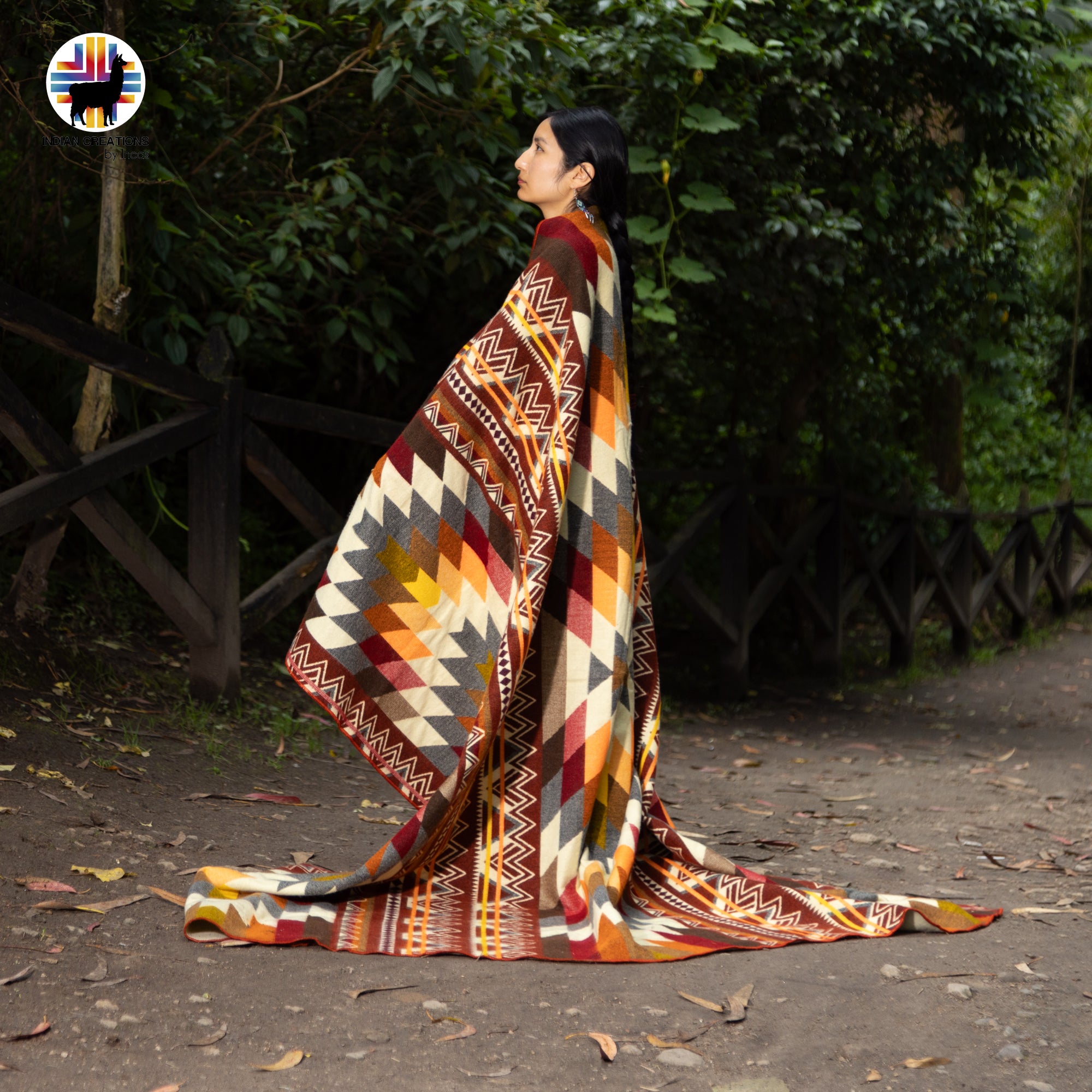 Physalis Alkekengi Handmade Alpaca Wool Blanket. Queen Size.
