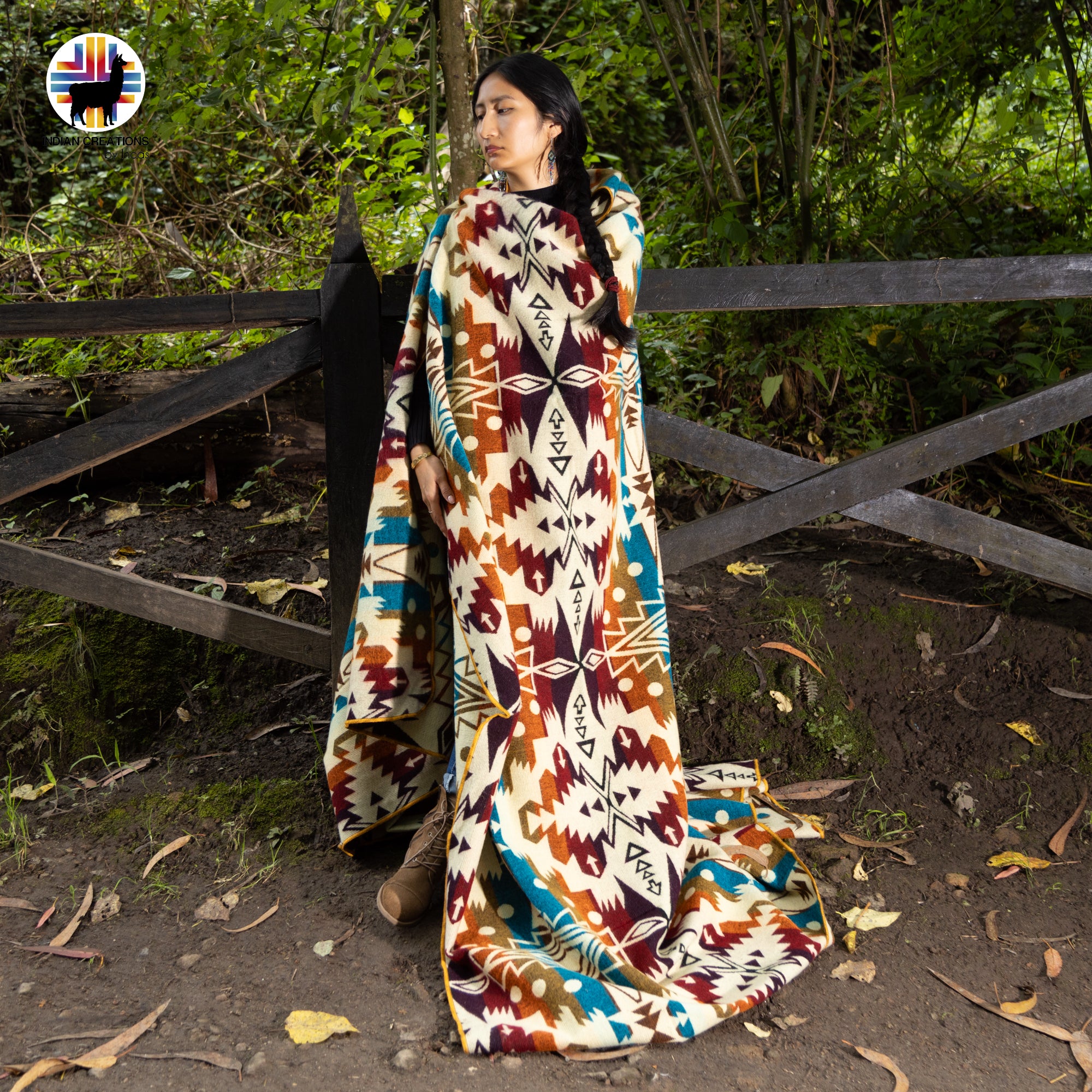 Lantana Handmade Alpaca Wool Blanket. Queen Size.