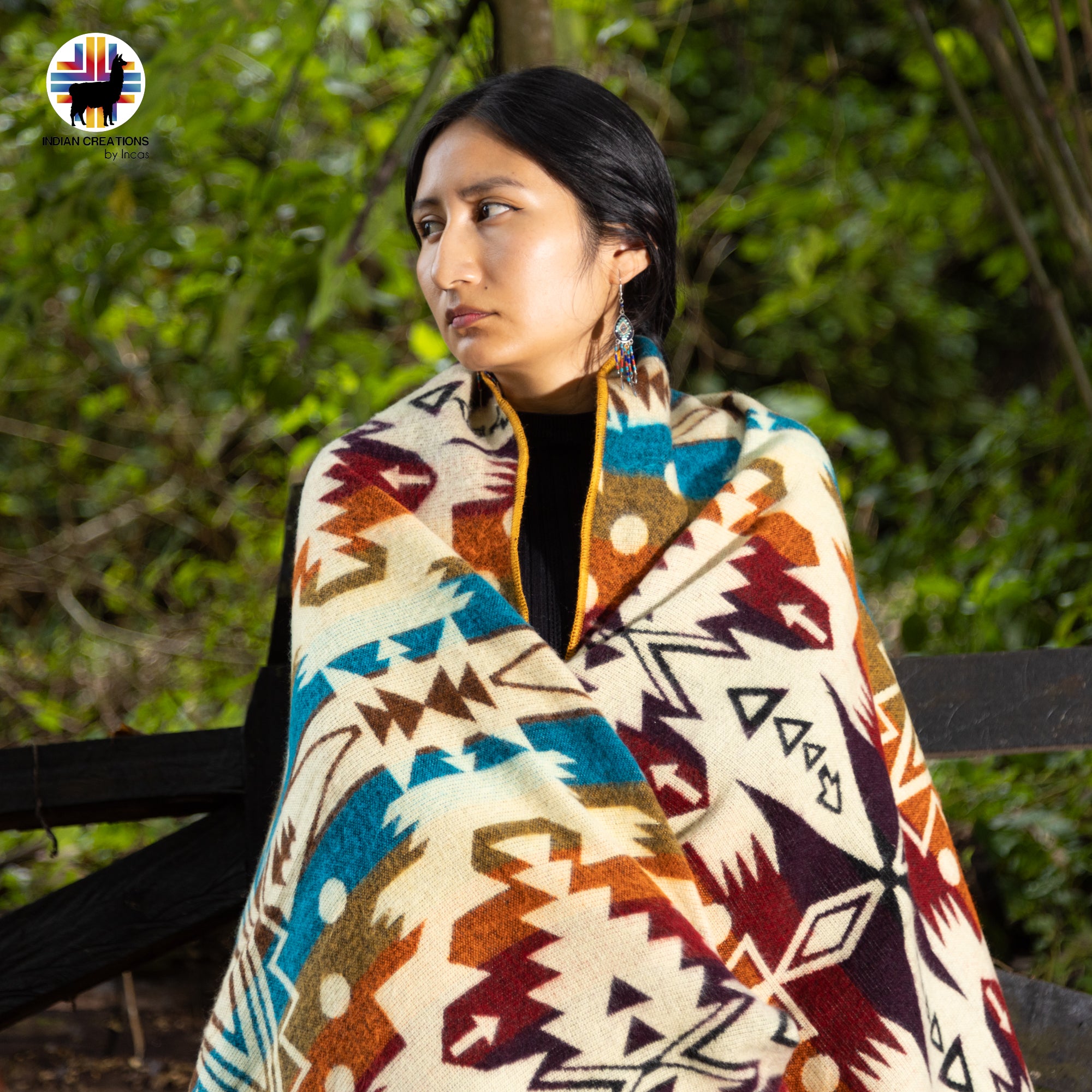 Lantana Handmade Alpaca Wool Blanket. Queen Size.