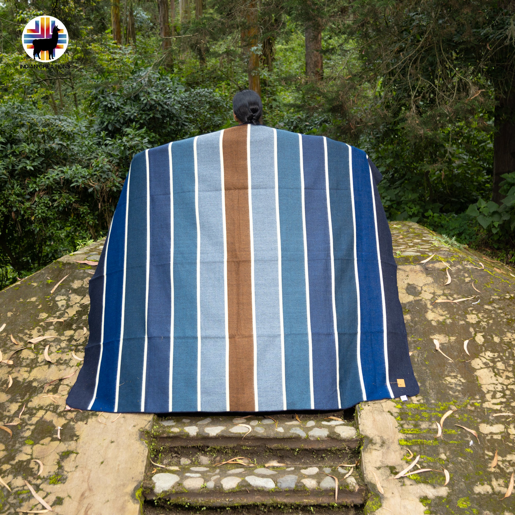 Ipomoea tricolor Handmade Alpaca Wool Blanket. Queen Size.