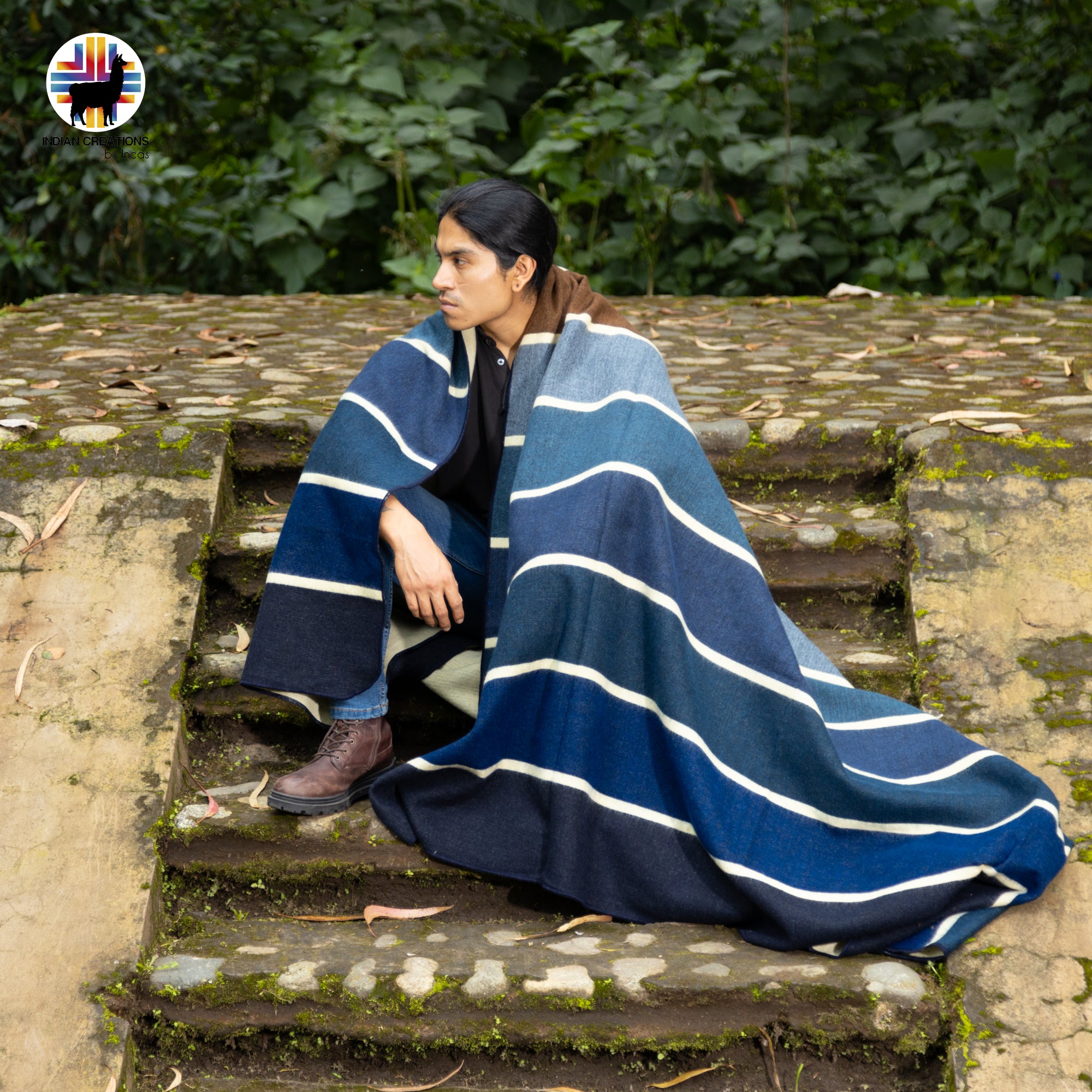 Ipomoea tricolor Handmade Alpaca Wool Blanket. Queen Size.