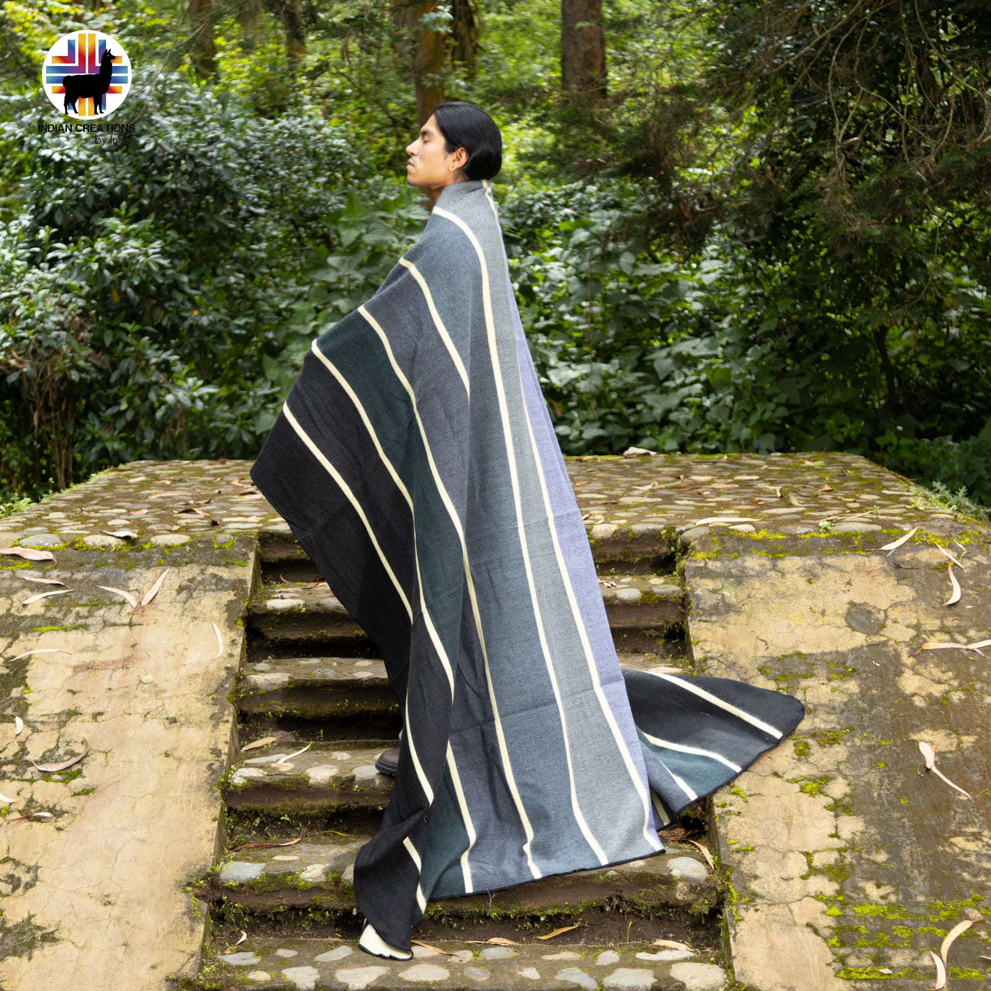 Silver Shadows Handmade Alpaca Wool Blanket. Queen Size.