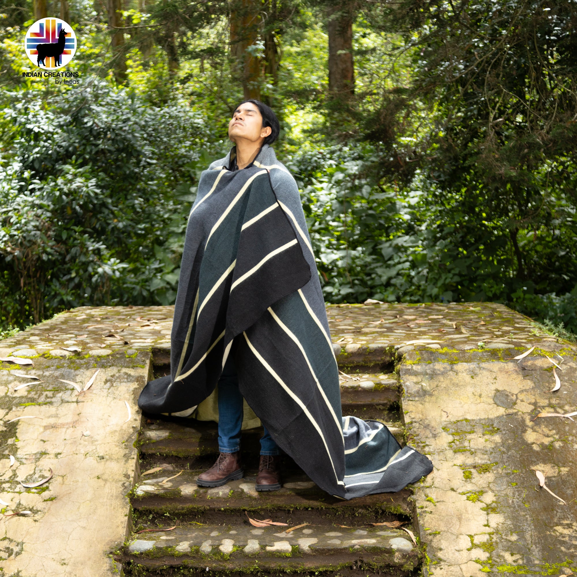 Silver Shadows Handmade Alpaca Wool Blanket. Queen Size.