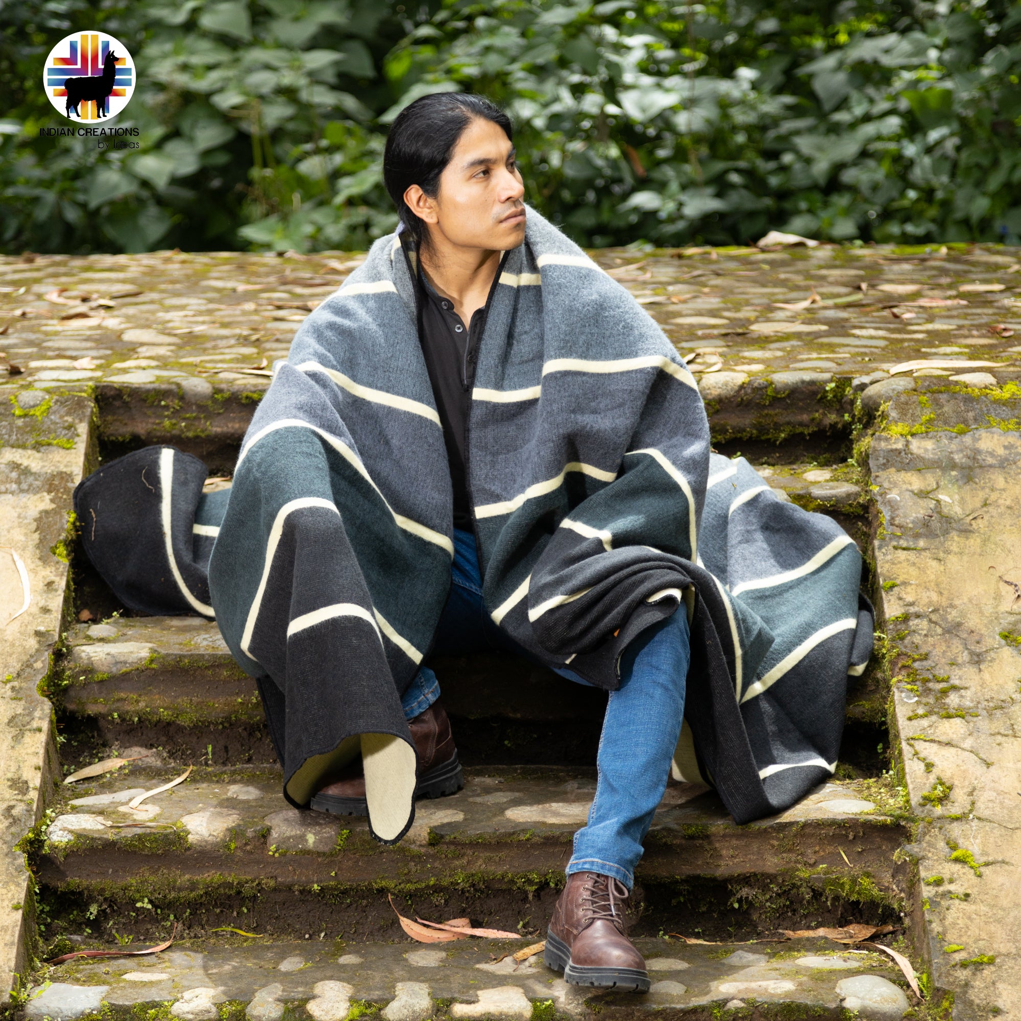 Silver Shadows Handmade Alpaca Wool Blanket. Queen Size.