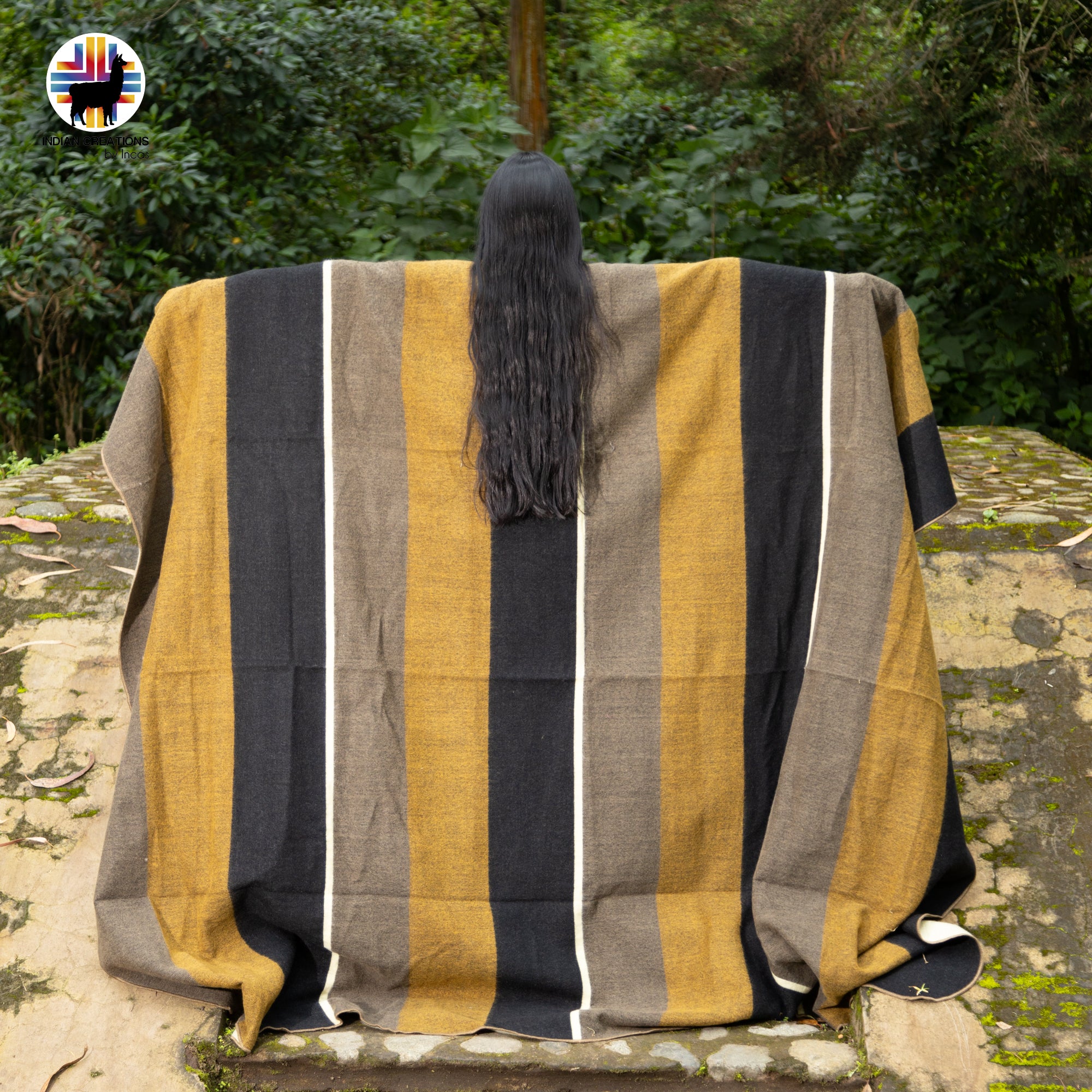 Sunset Daylily Handmade Alpaca Wool Blanket. Queen Size.
