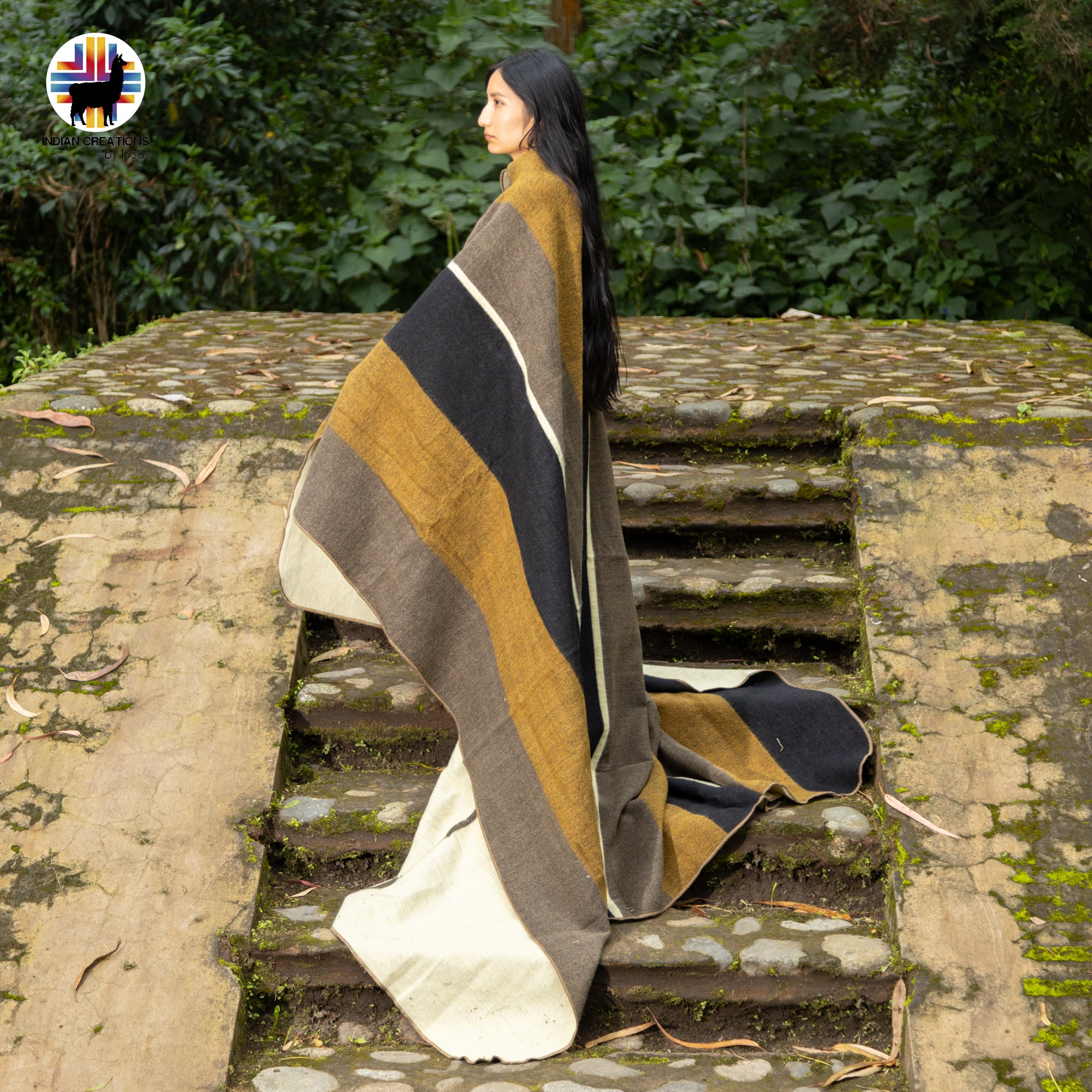 Sunset Daylily Handmade Alpaca Wool Blanket. Queen Size.
