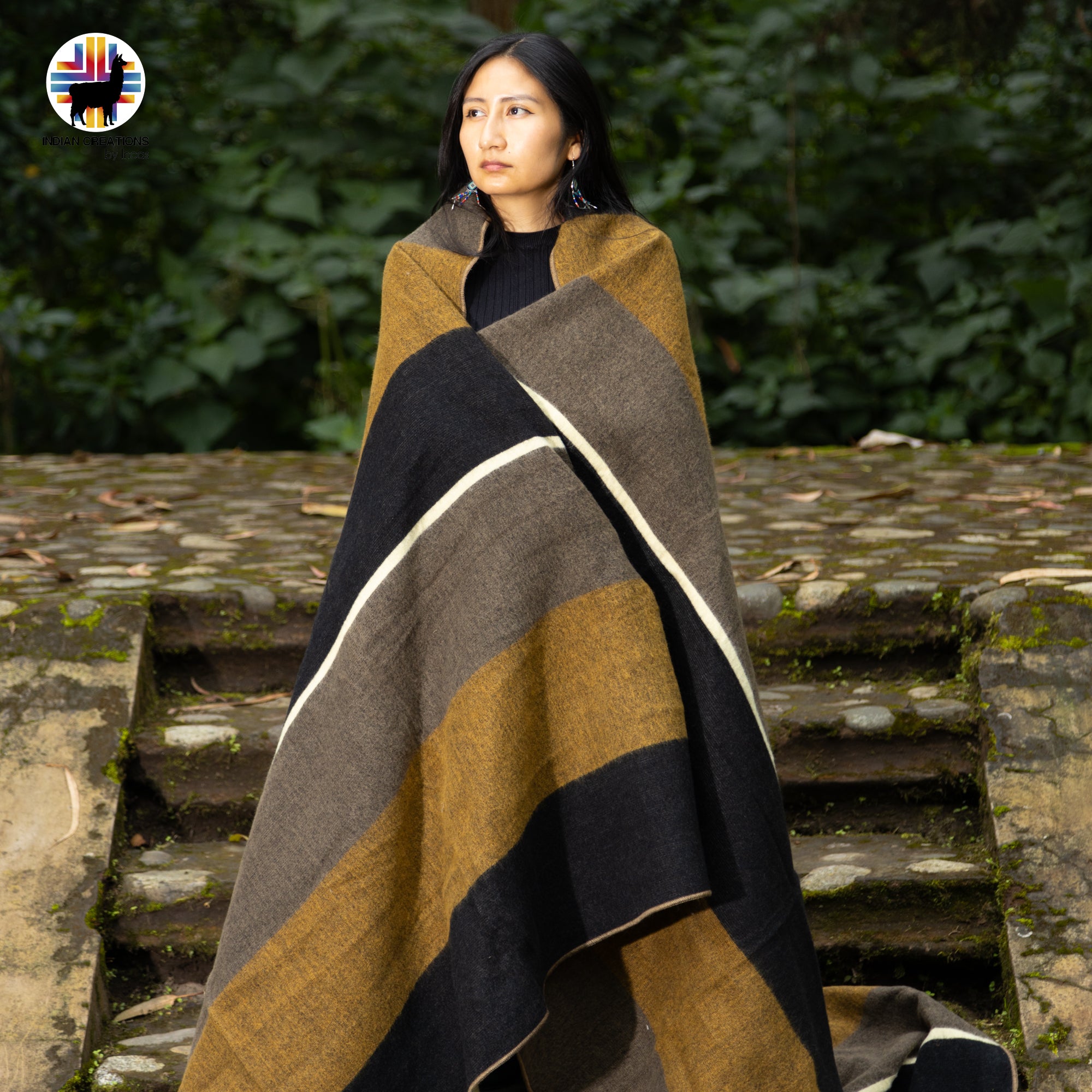 Sunset Daylily Handmade Alpaca Wool Blanket. Queen Size.