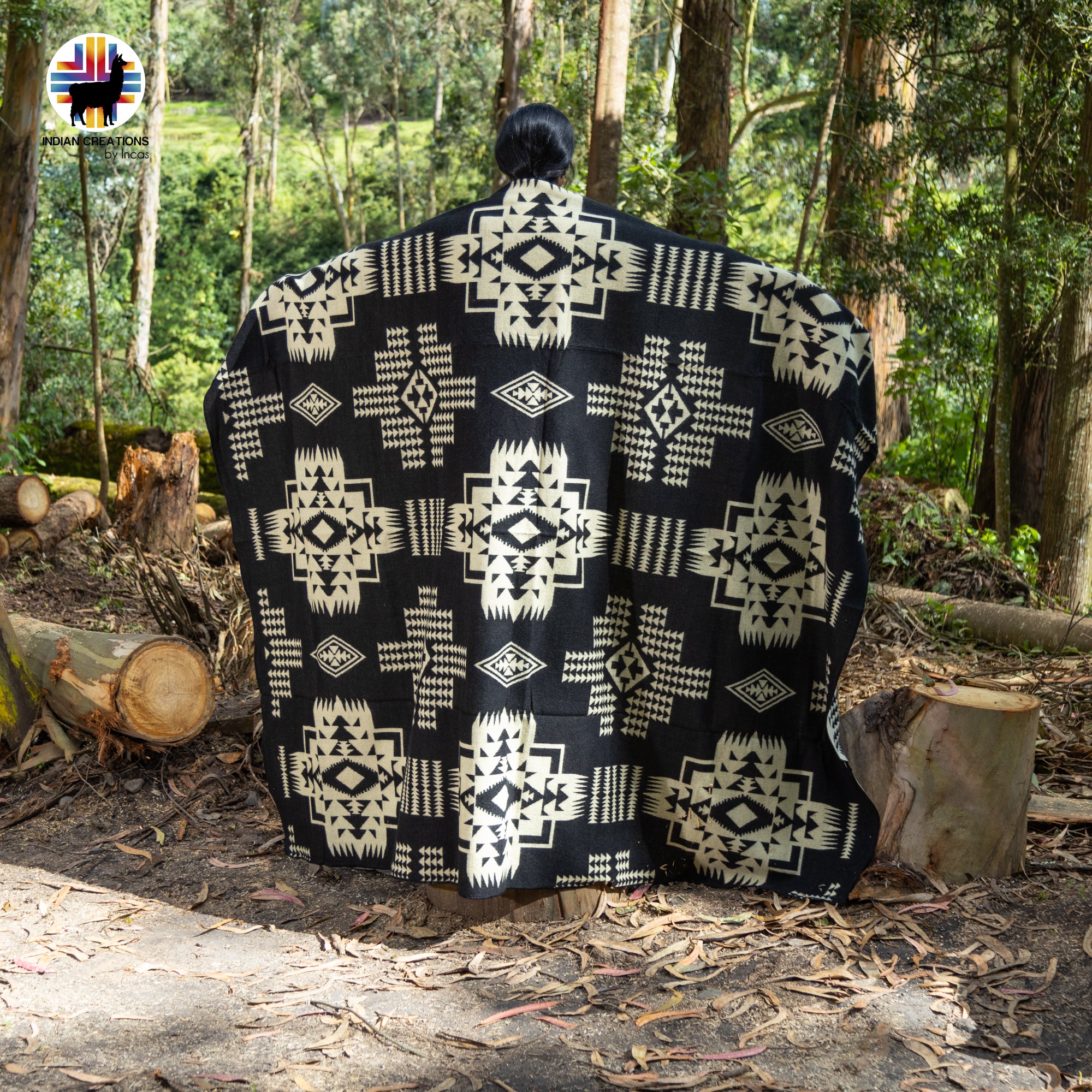 Phyllostachy nigra Handmade Alpaca Wool Blanket. Queen Size.