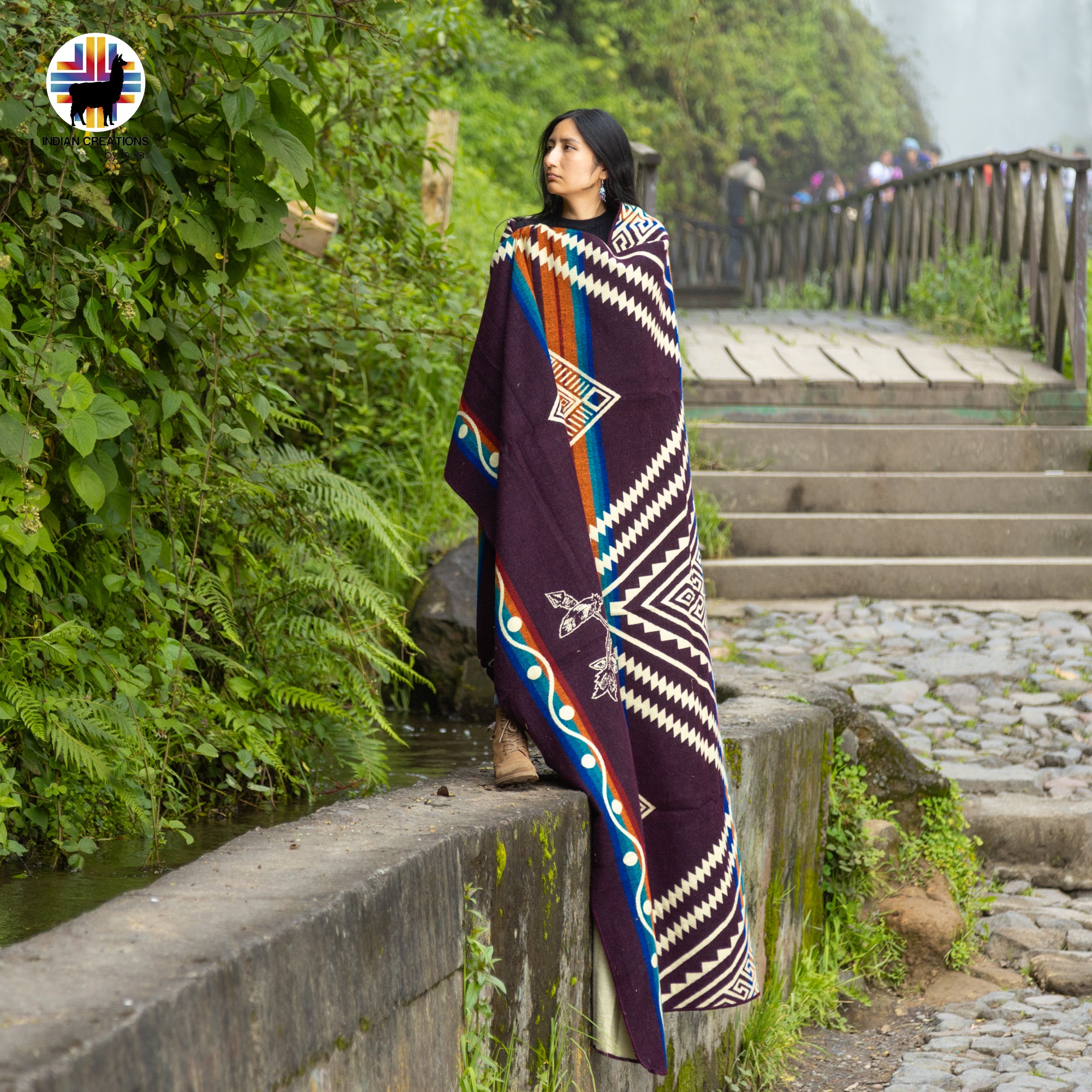 Black Baccara Handmade Alpaca Wool Blanket. Queen Size