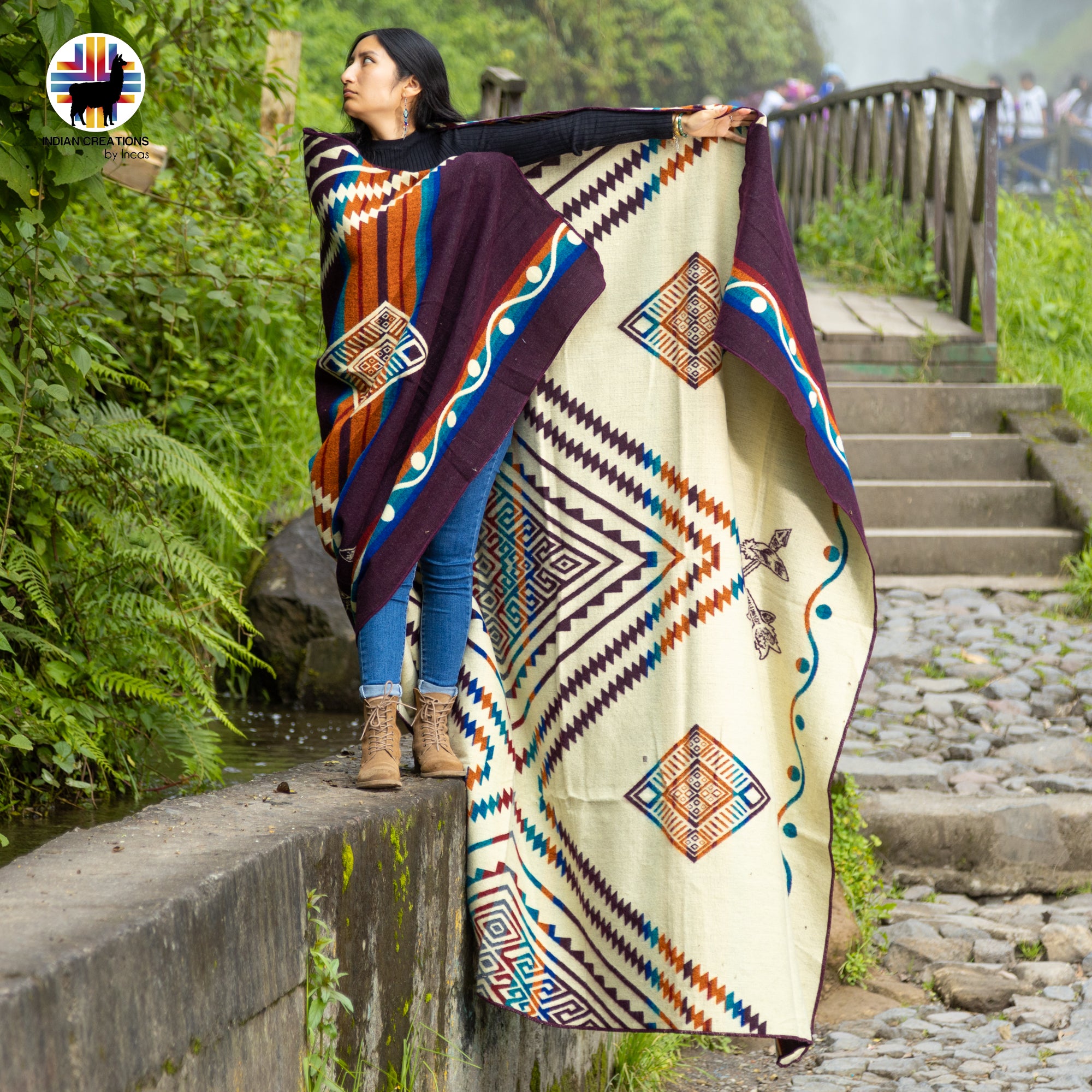 Black Baccara Handmade Alpaca Wool Blanket. Queen Size