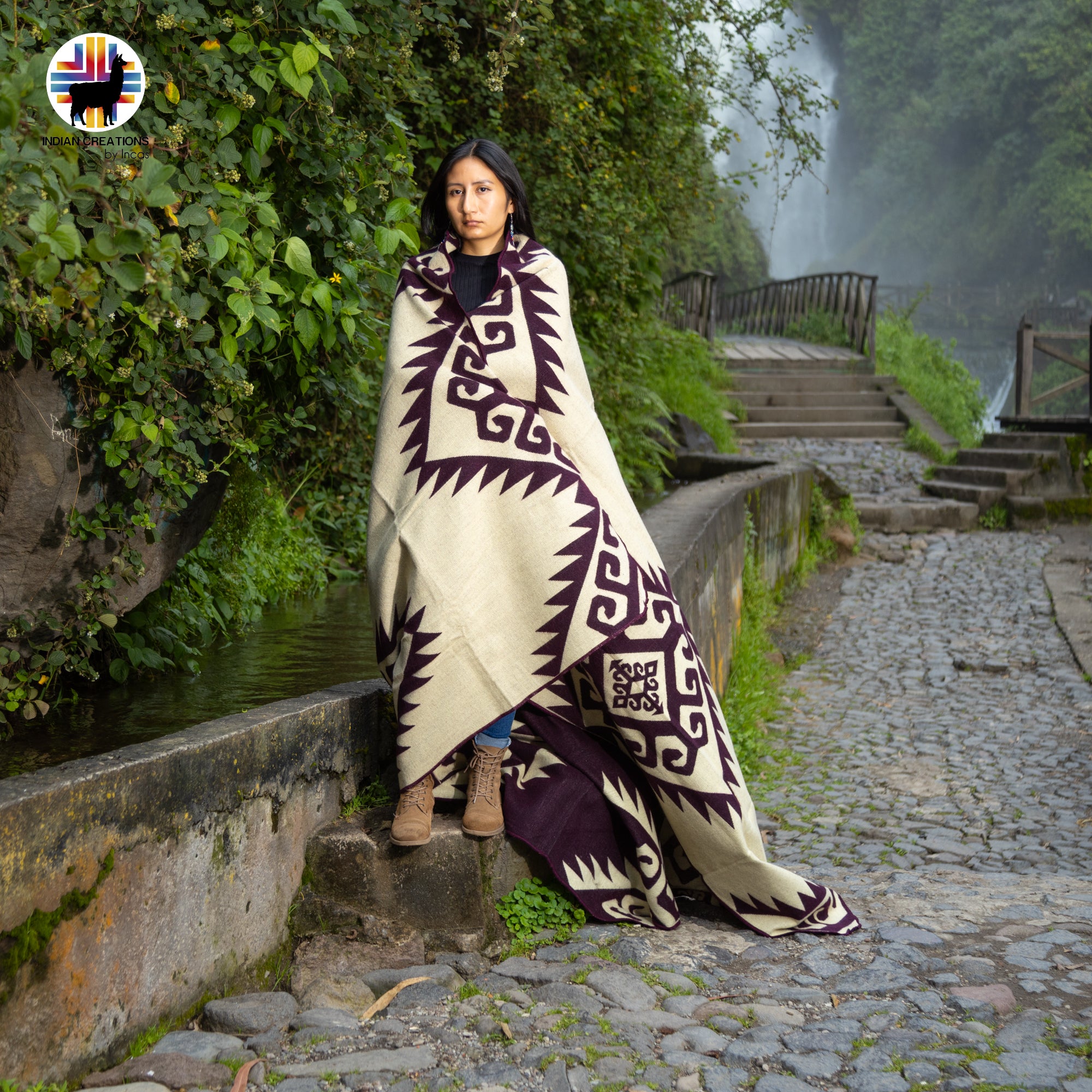 Larkspur Handmade Alpaca Wool Blanket. Queen Size