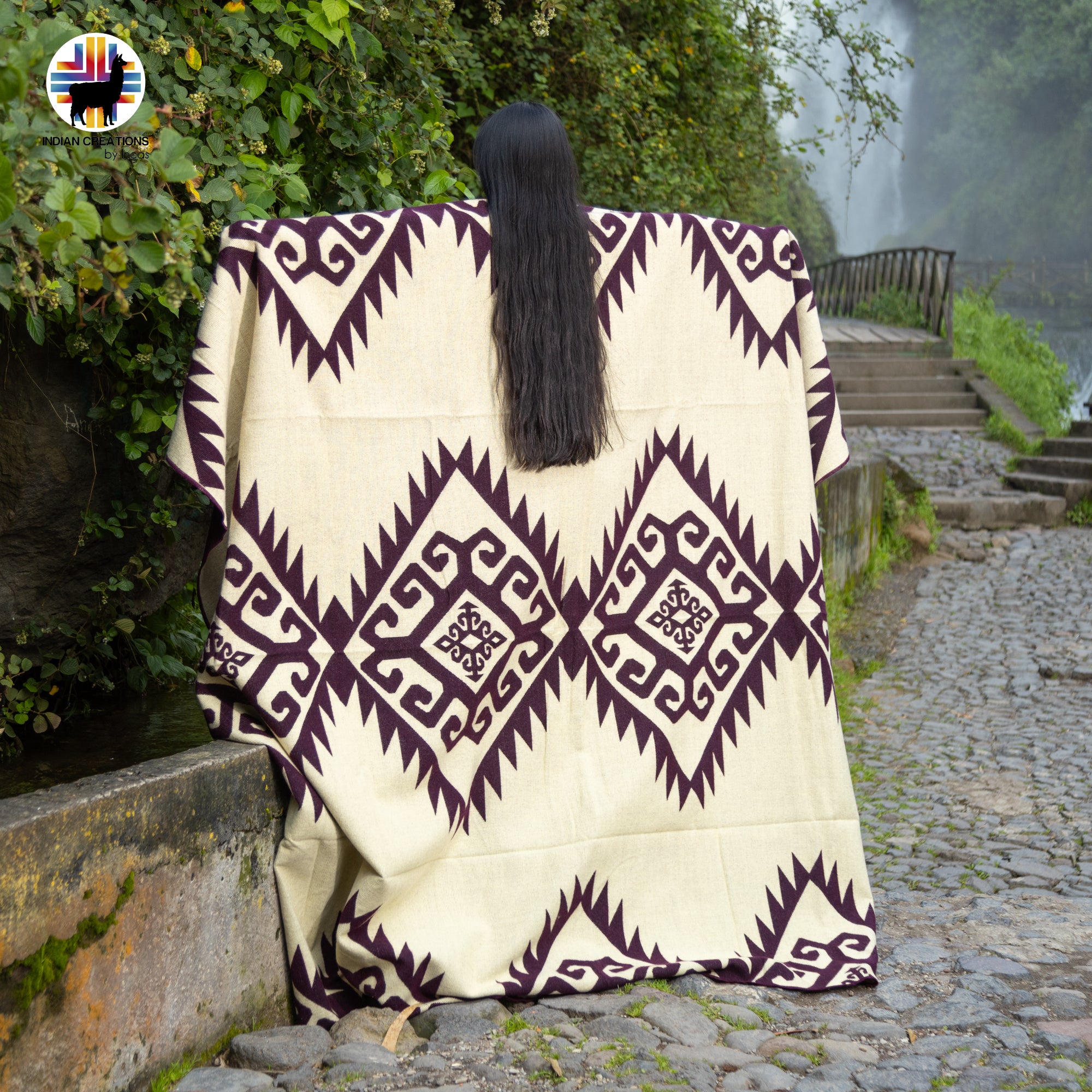 Larkspur Handmade Alpaca Wool Blanket. Queen Size