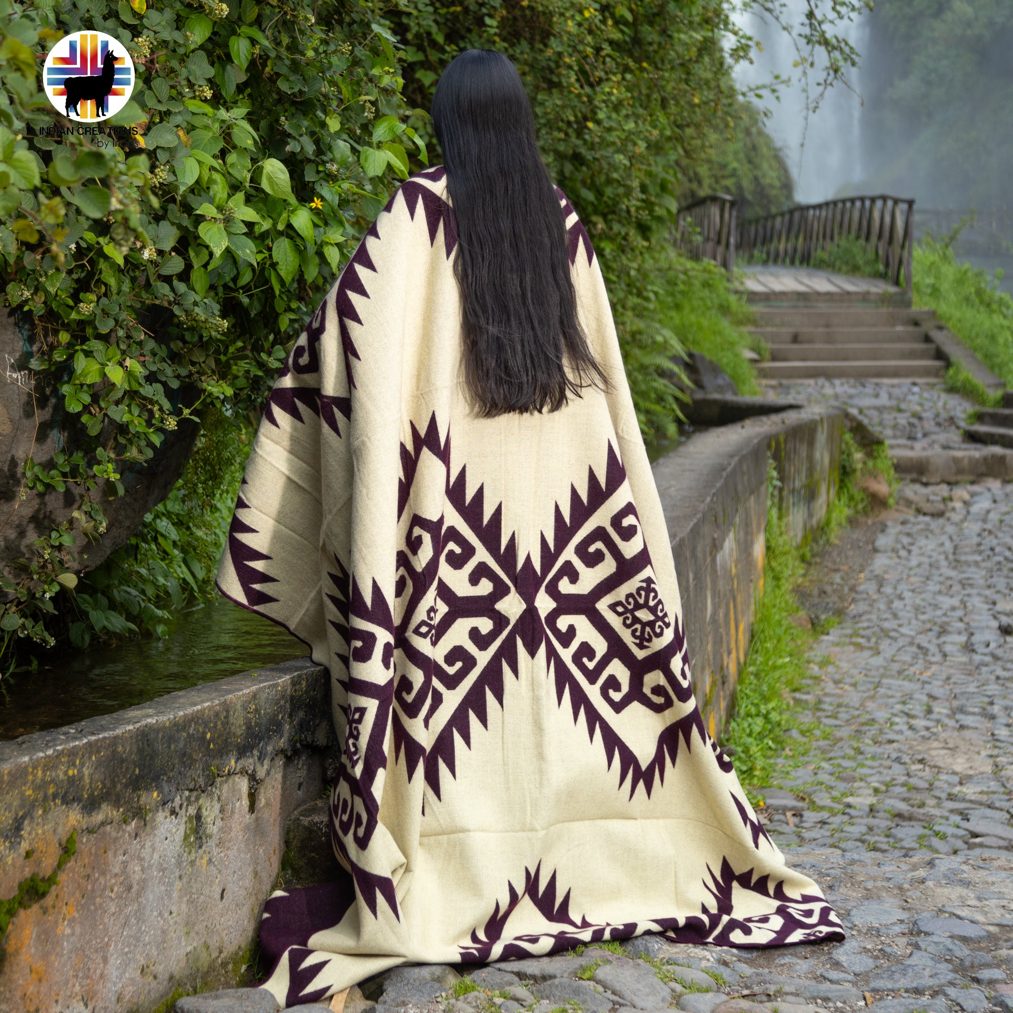 Larkspur Handmade Alpaca Wool Blanket. Queen Size
