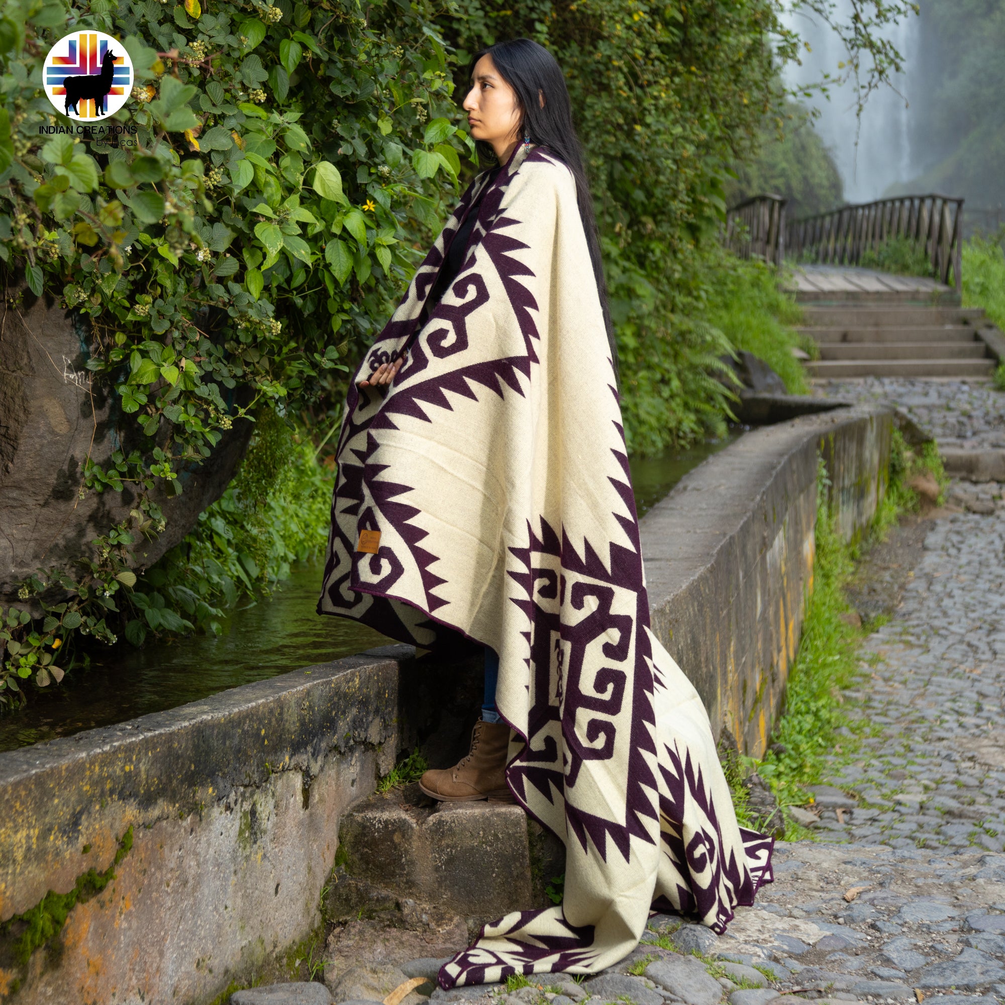 Larkspur Handmade Alpaca Wool Blanket. Queen Size