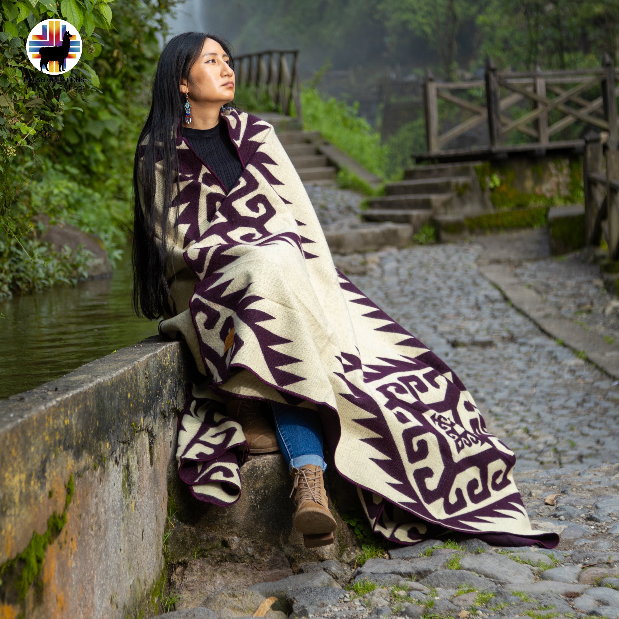 Larkspur Handmade Alpaca Wool Blanket. Queen Size