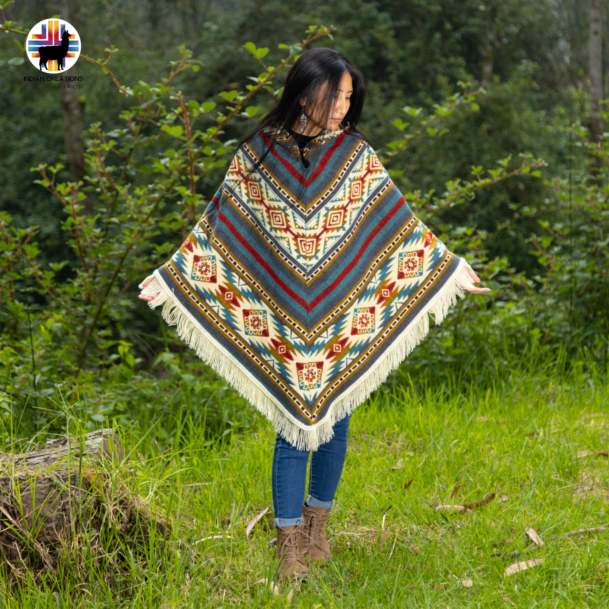 Unisex Alpaca Wool poncho. V Shaped Style. One size. Lightweight but Super soft and warm.