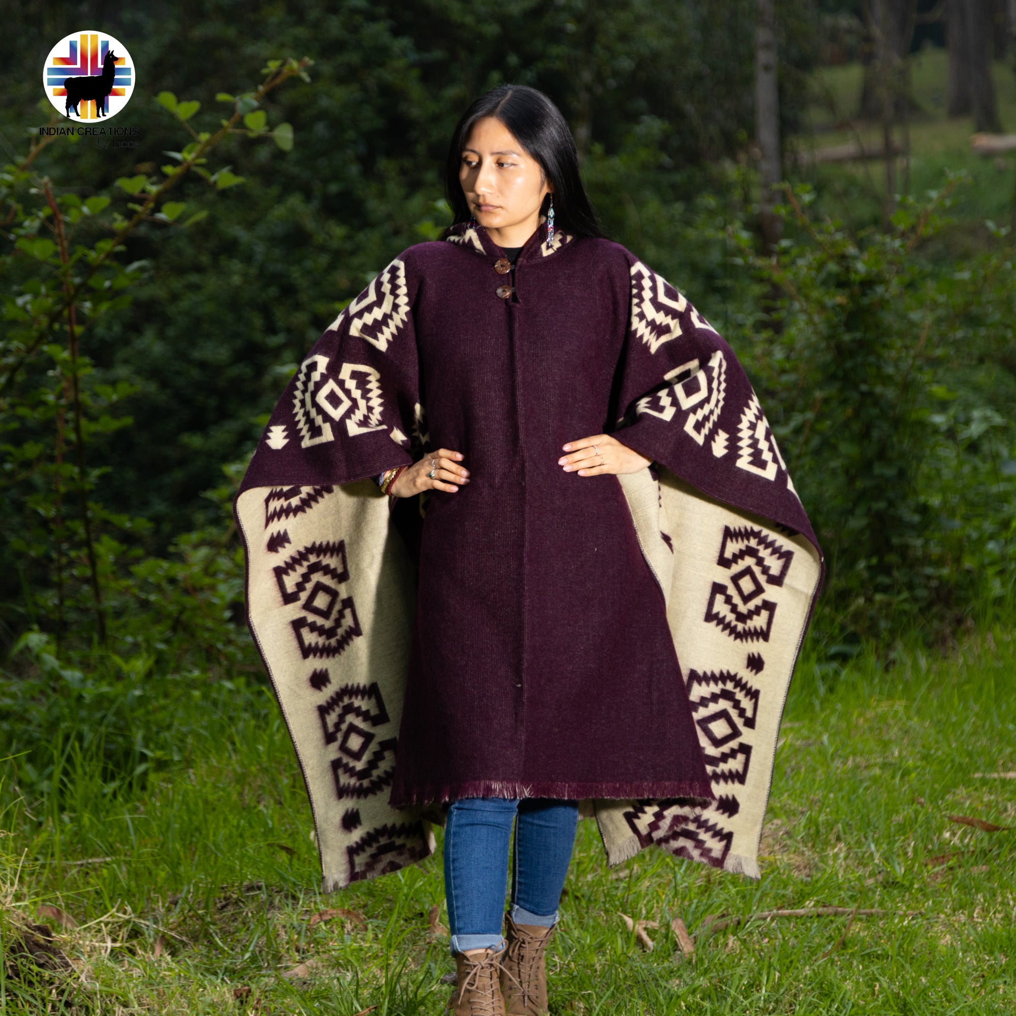 Byzantium Alpaca Wool Poncho Handcrafted by Indigenous Hands