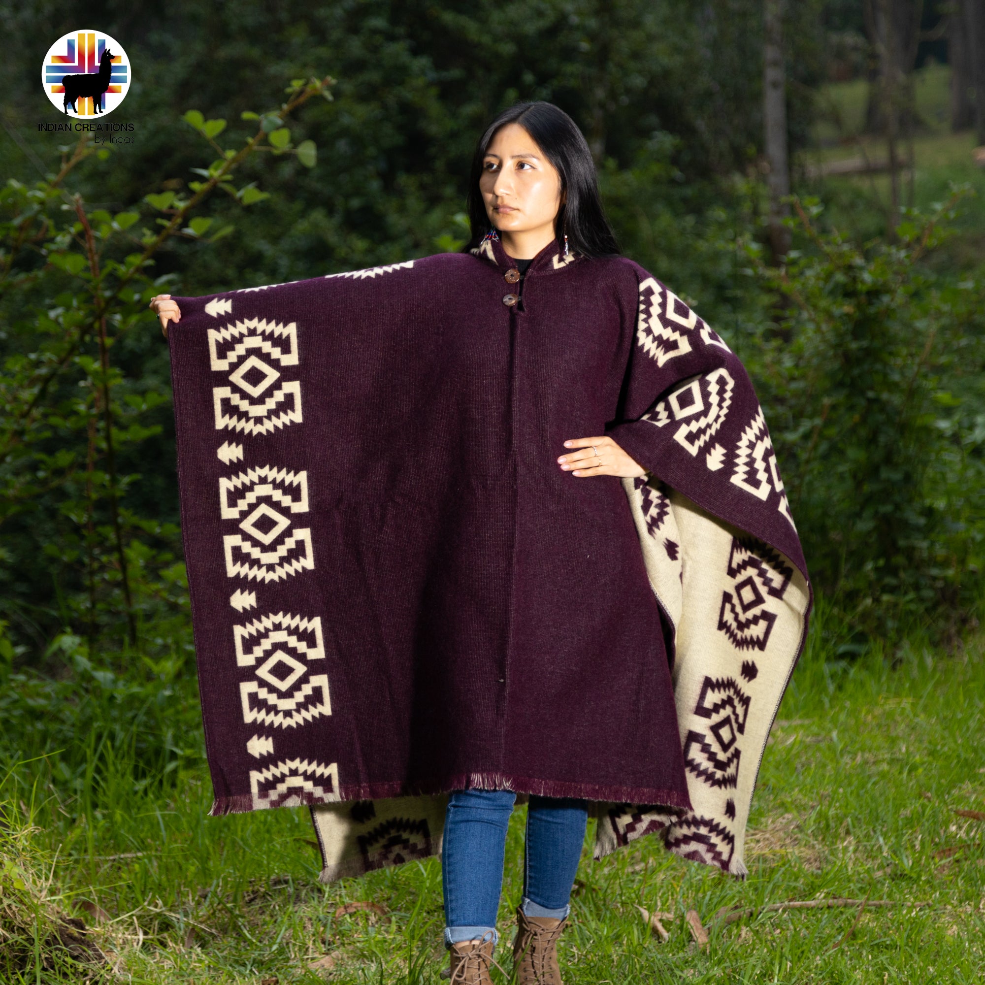 Byzantium Alpaca Wool Poncho Handcrafted by Indigenous Hands