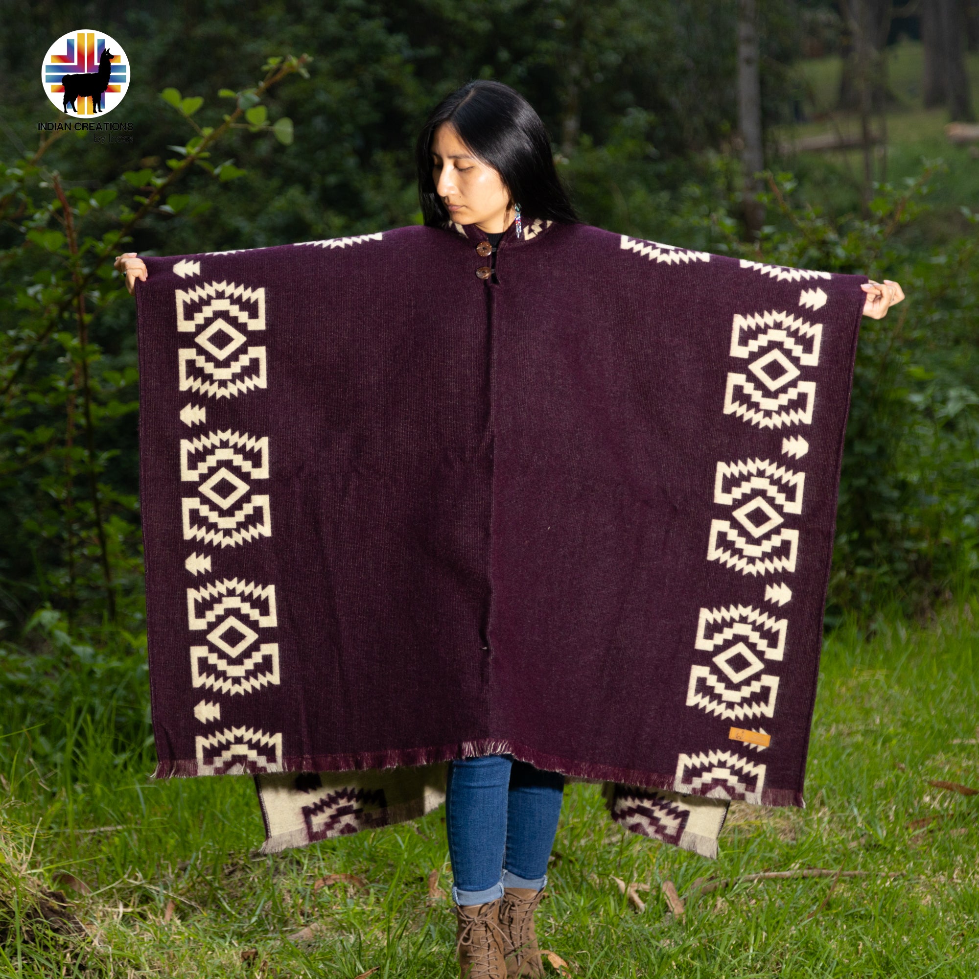 Byzantium Alpaca Wool Poncho Handcrafted by Indigenous Hands