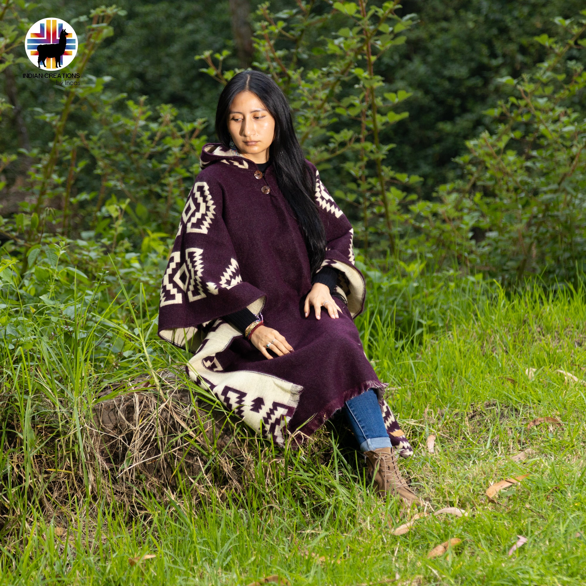 Byzantium Alpaca Wool Poncho Handcrafted by Indigenous Hands