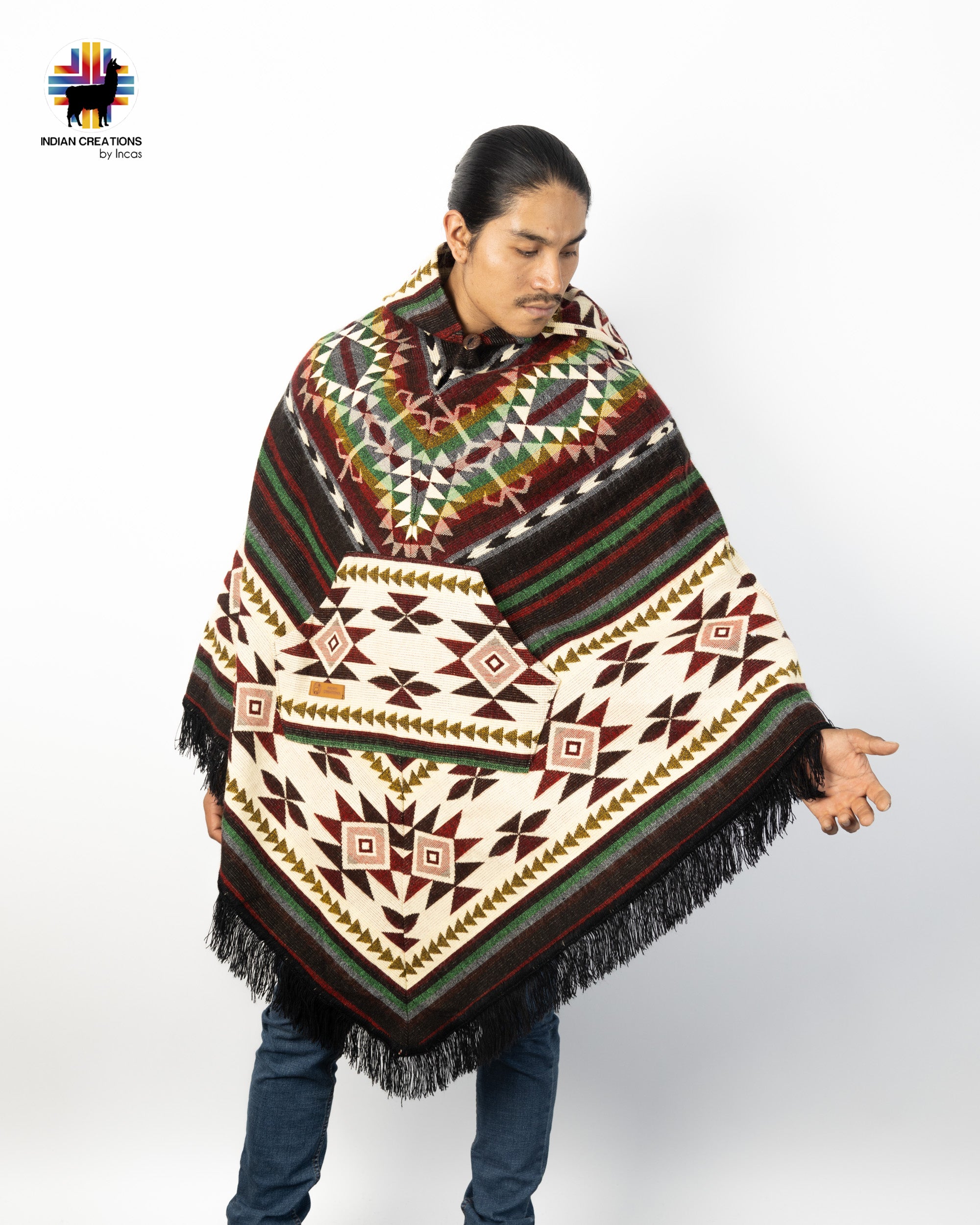 Unisex V-Shaped Alpaca Poncho