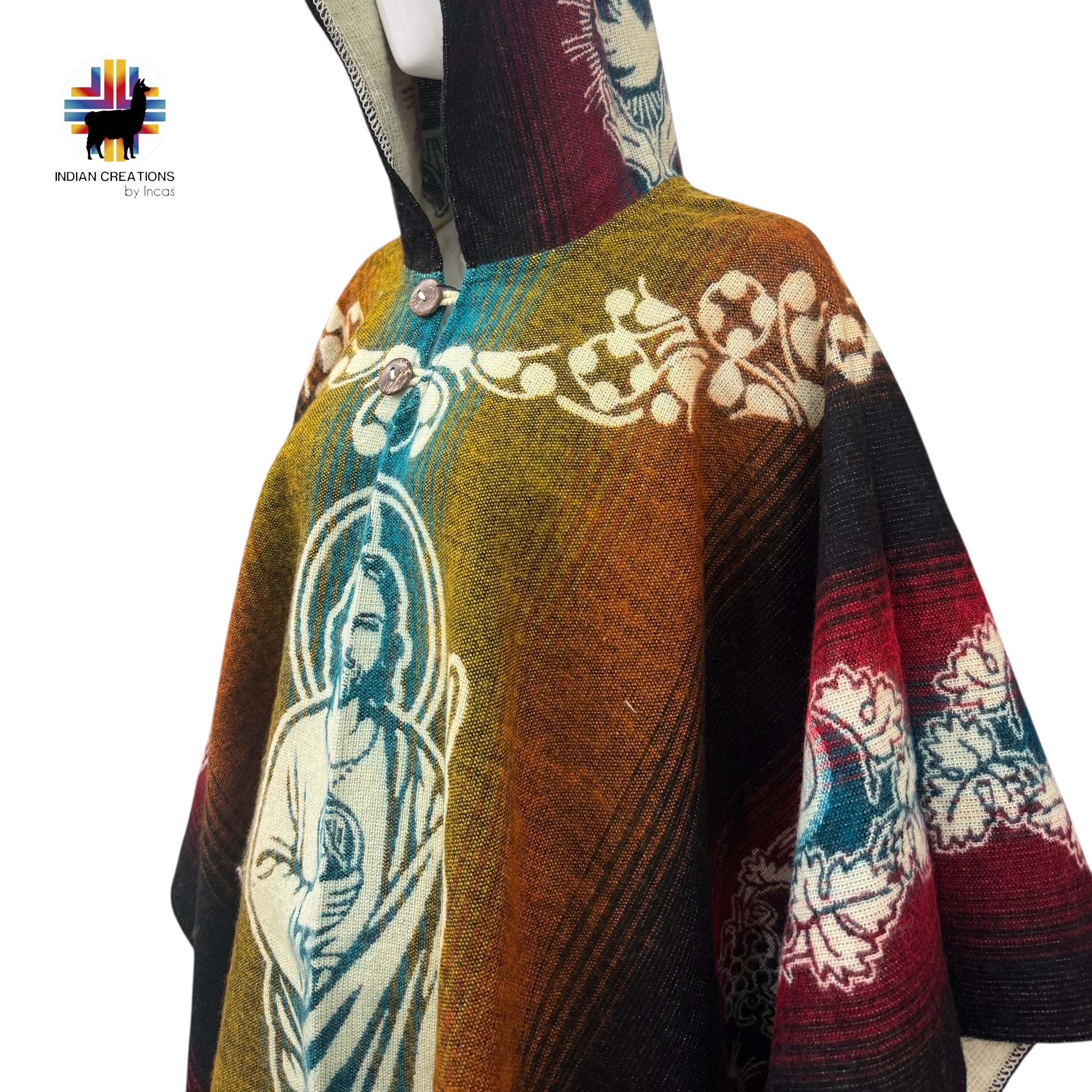 Alpaca Wool Poncho (Saint Jude) Handcrafted by Indigenous Hands. Soft and warm with a hood.One size and Unisex. FREE SHIPPING! Gift Ideas