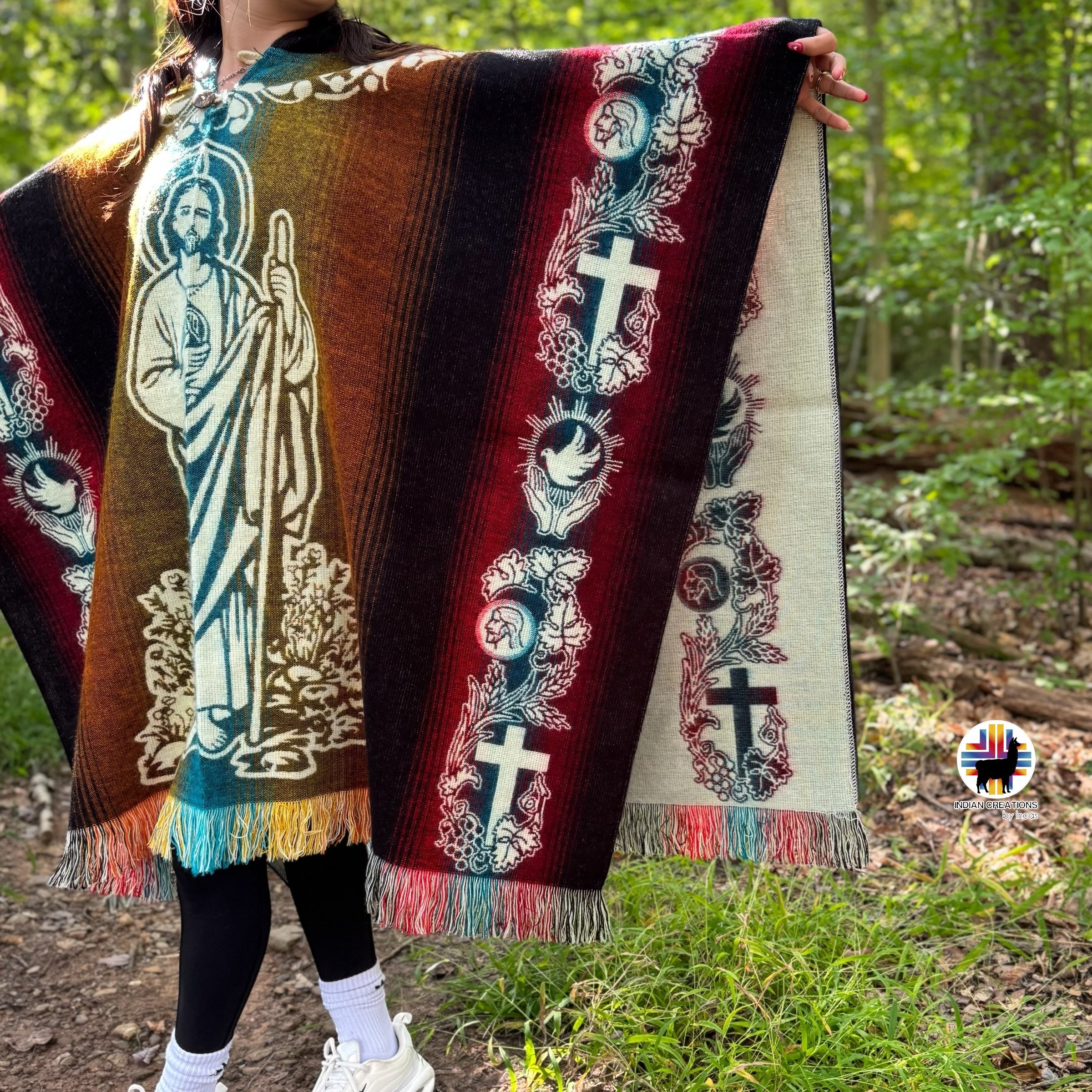 Saint Jude Alpaca Wool Poncho Handcrafted by Indigenous Hands