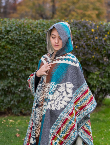 Native Owl II Alpaca Poncho