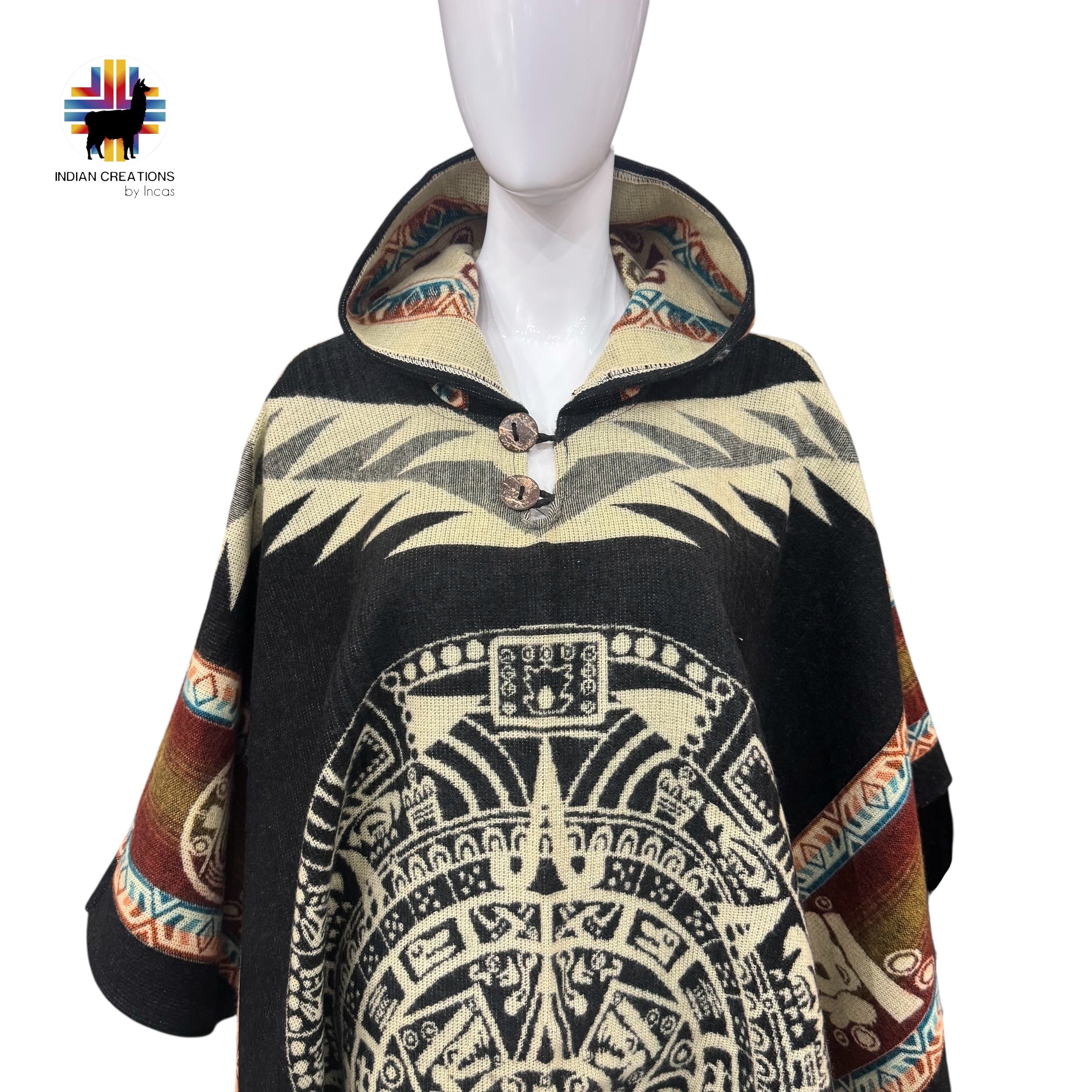 Aztec Calendar Alpaca Poncho