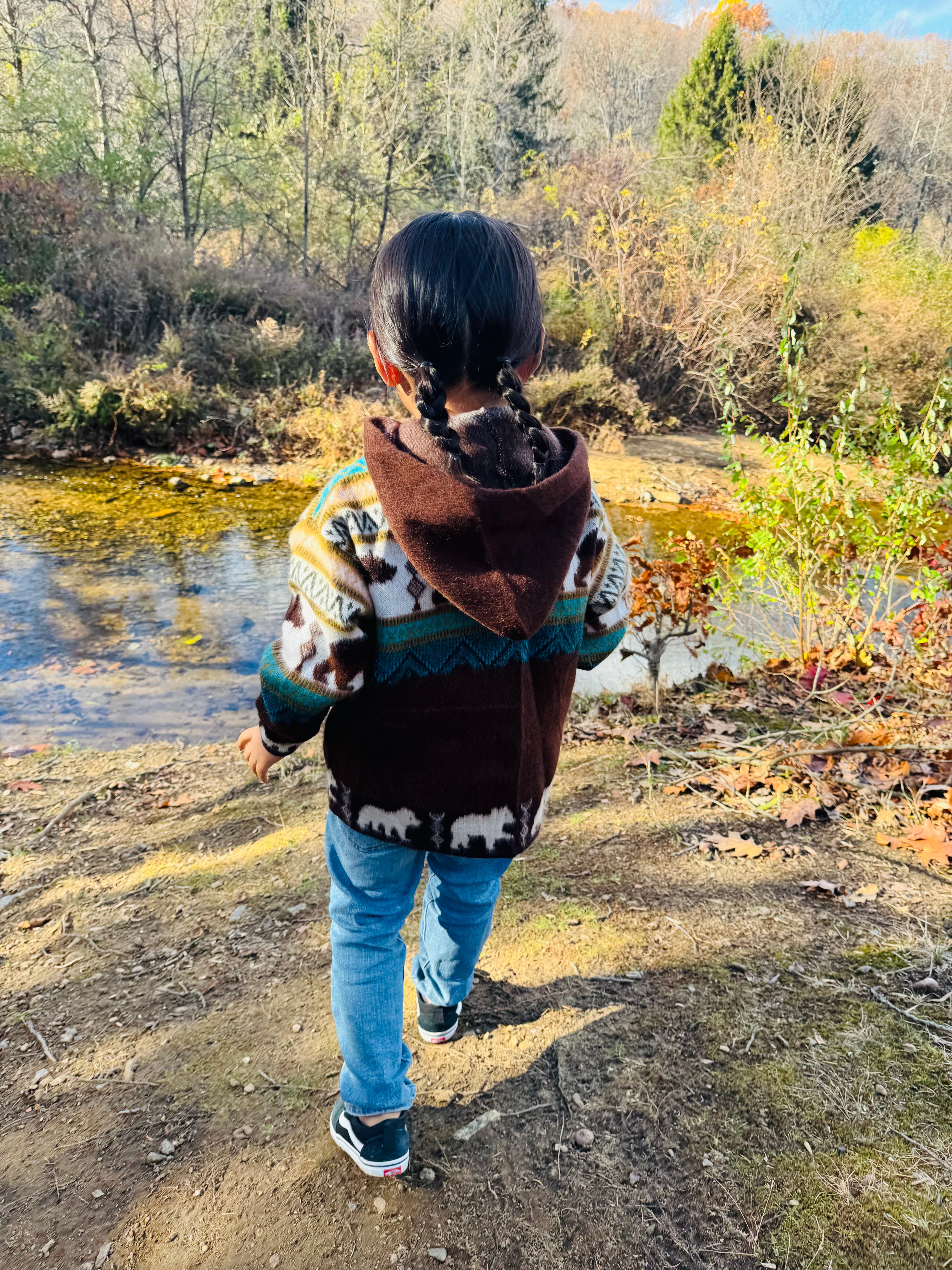 Dream Bear in Turquoise Handmade Native Alpaca Toddlers/Kids Jacket