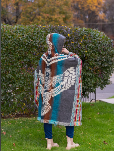 Native Owl II Alpaca Poncho