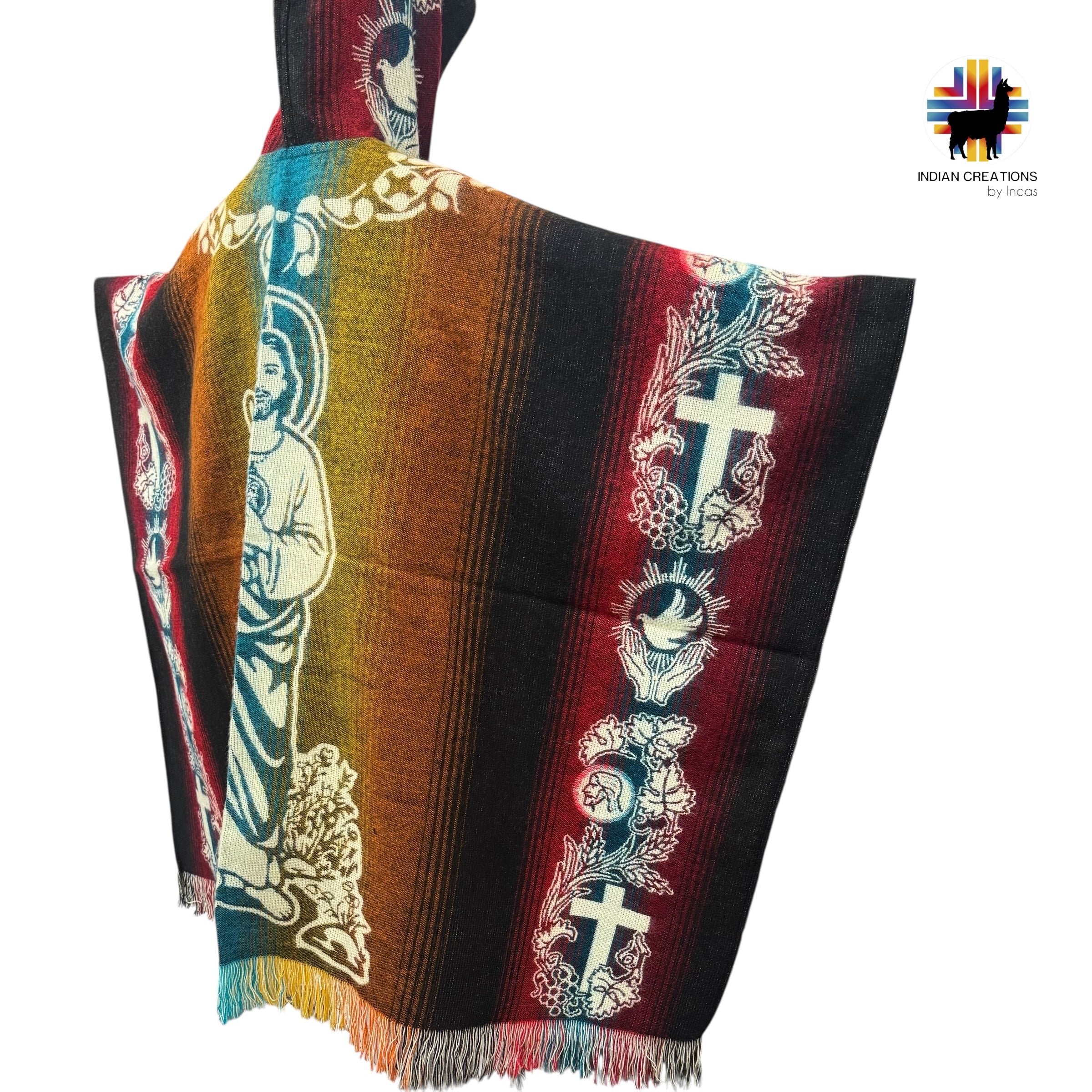 Alpaca Wool Poncho (Saint Jude) Handcrafted by Indigenous Hands. Soft and warm with a hood.One size and Unisex. FREE SHIPPING! Gift Ideas