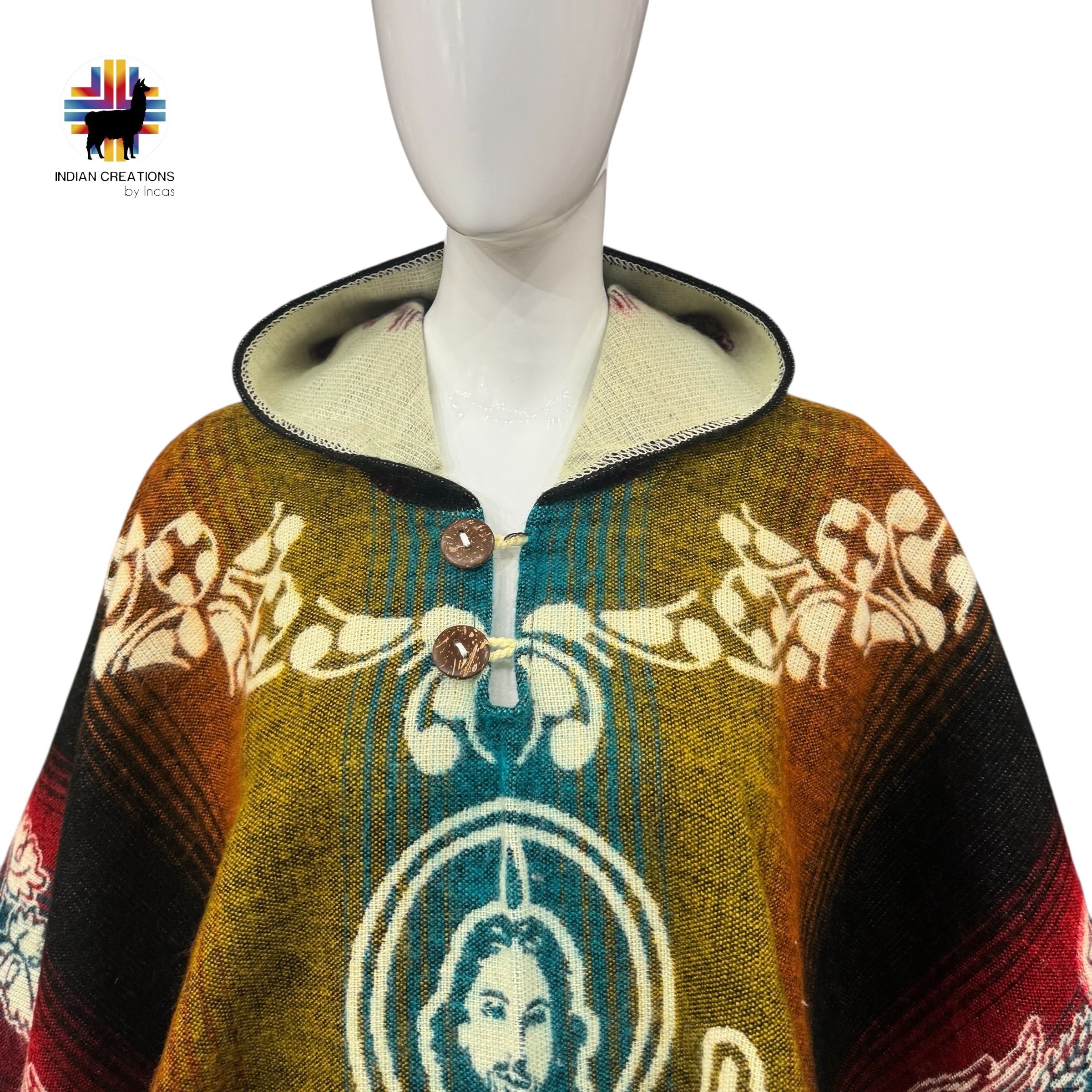 Alpaca Wool Poncho (Saint Jude) Handcrafted by Indigenous Hands. Soft and warm with a hood.One size and Unisex. FREE SHIPPING! Gift Ideas