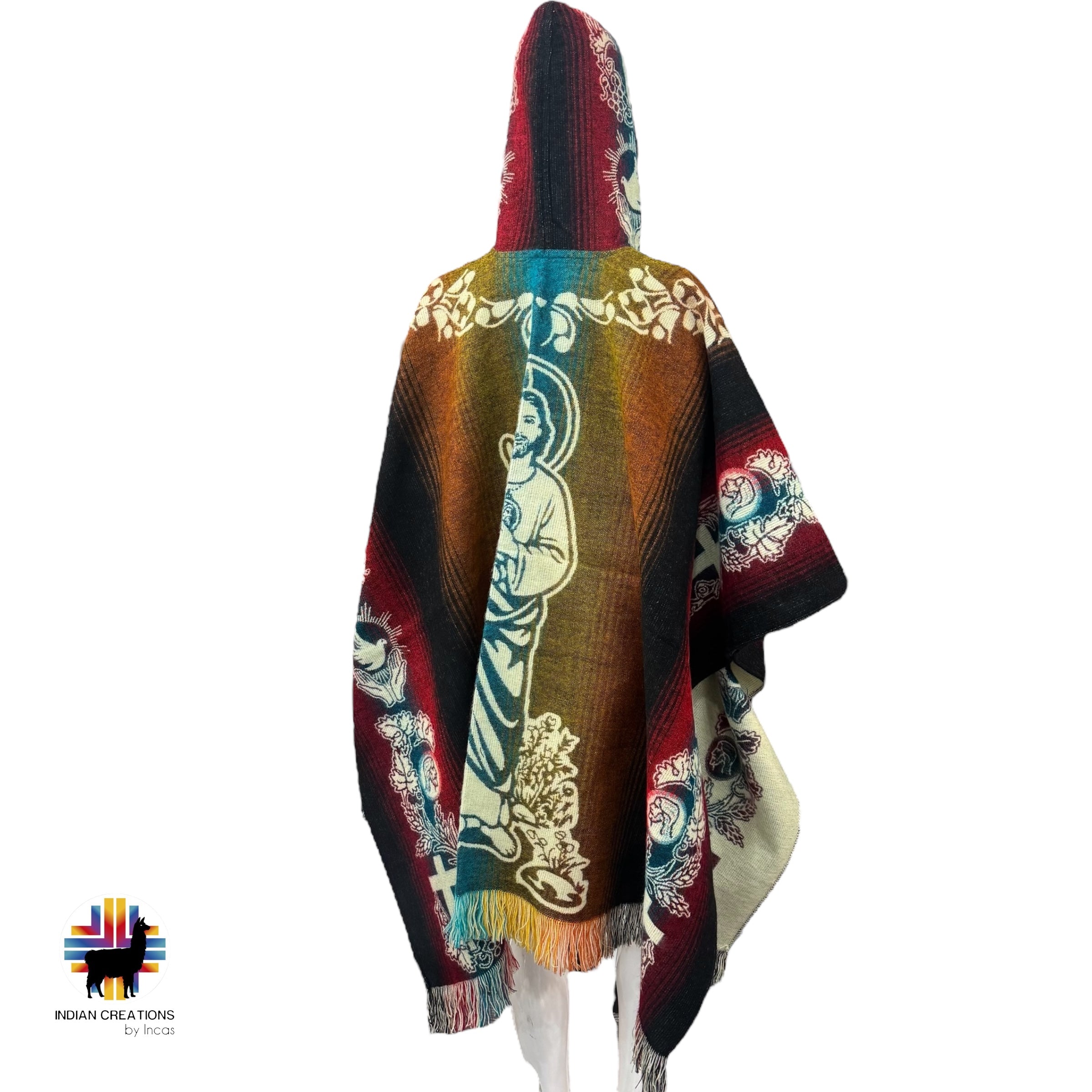 Alpaca Wool Poncho (Saint Jude) Handcrafted by Indigenous Hands. Soft and warm with a hood.One size and Unisex. FREE SHIPPING! Gift Ideas
