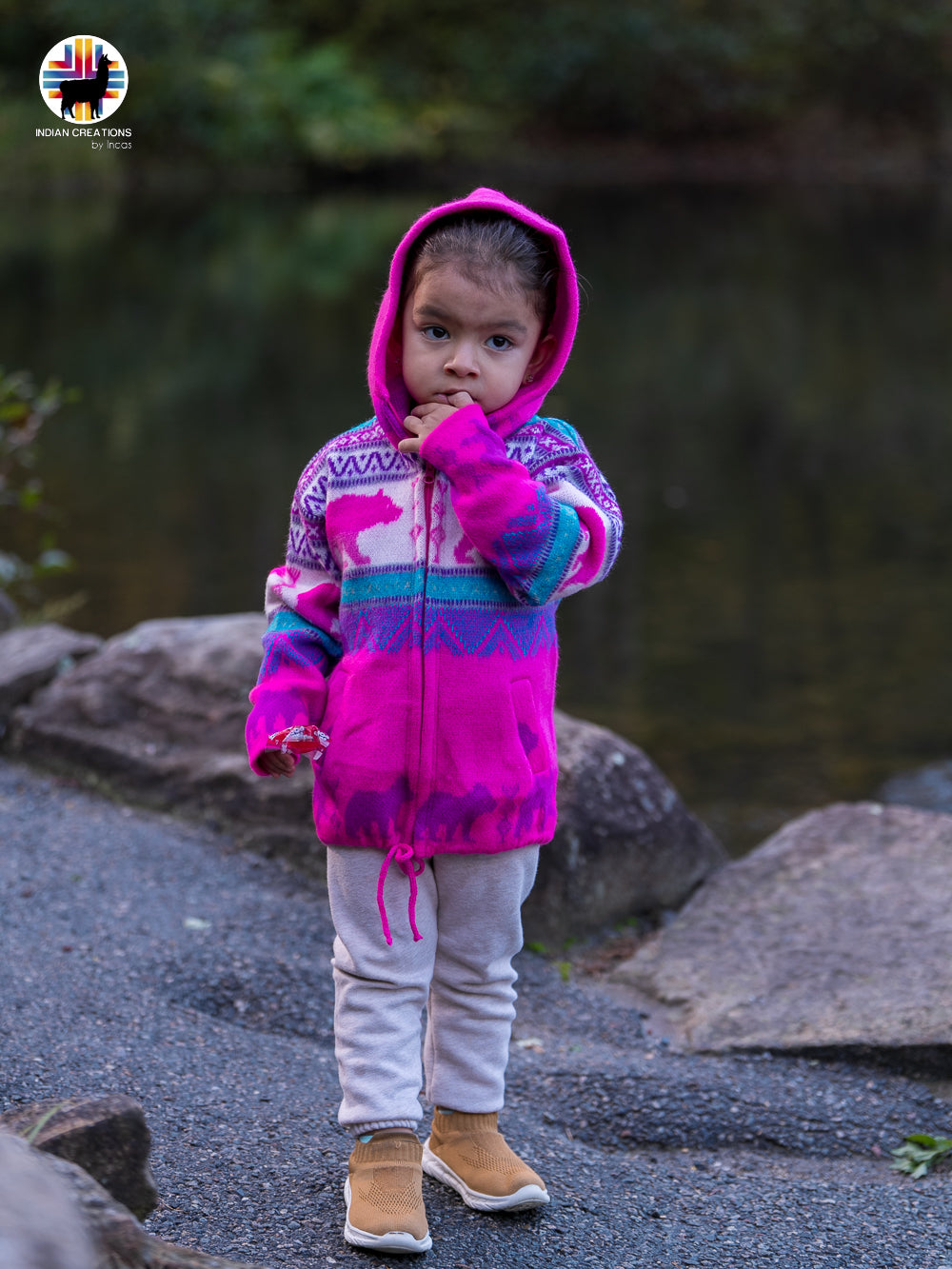 Fuscia Dream Bear Handmade Native Alpaca Toddlers/Kids Jacket