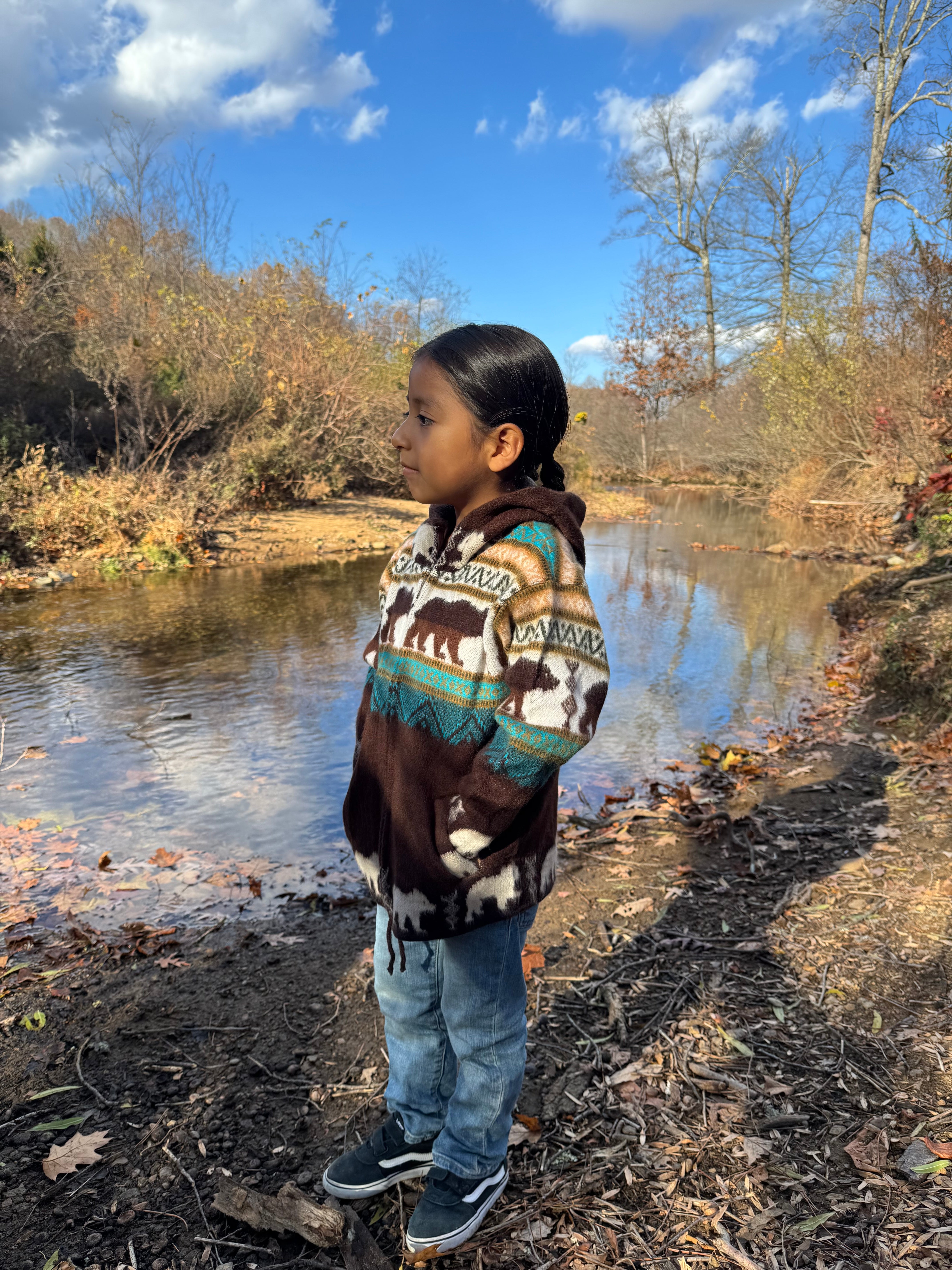 Dream Bear in Turquoise Handmade Native Alpaca Toddlers/Kids Jacket