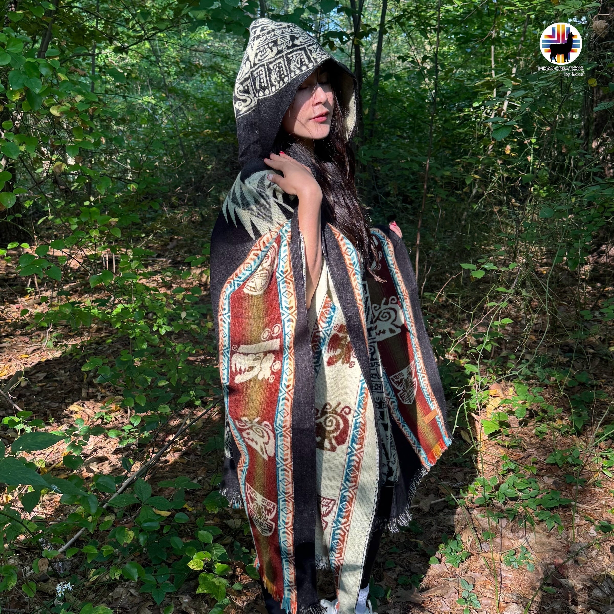 Aztec Calendar Alpaca Poncho