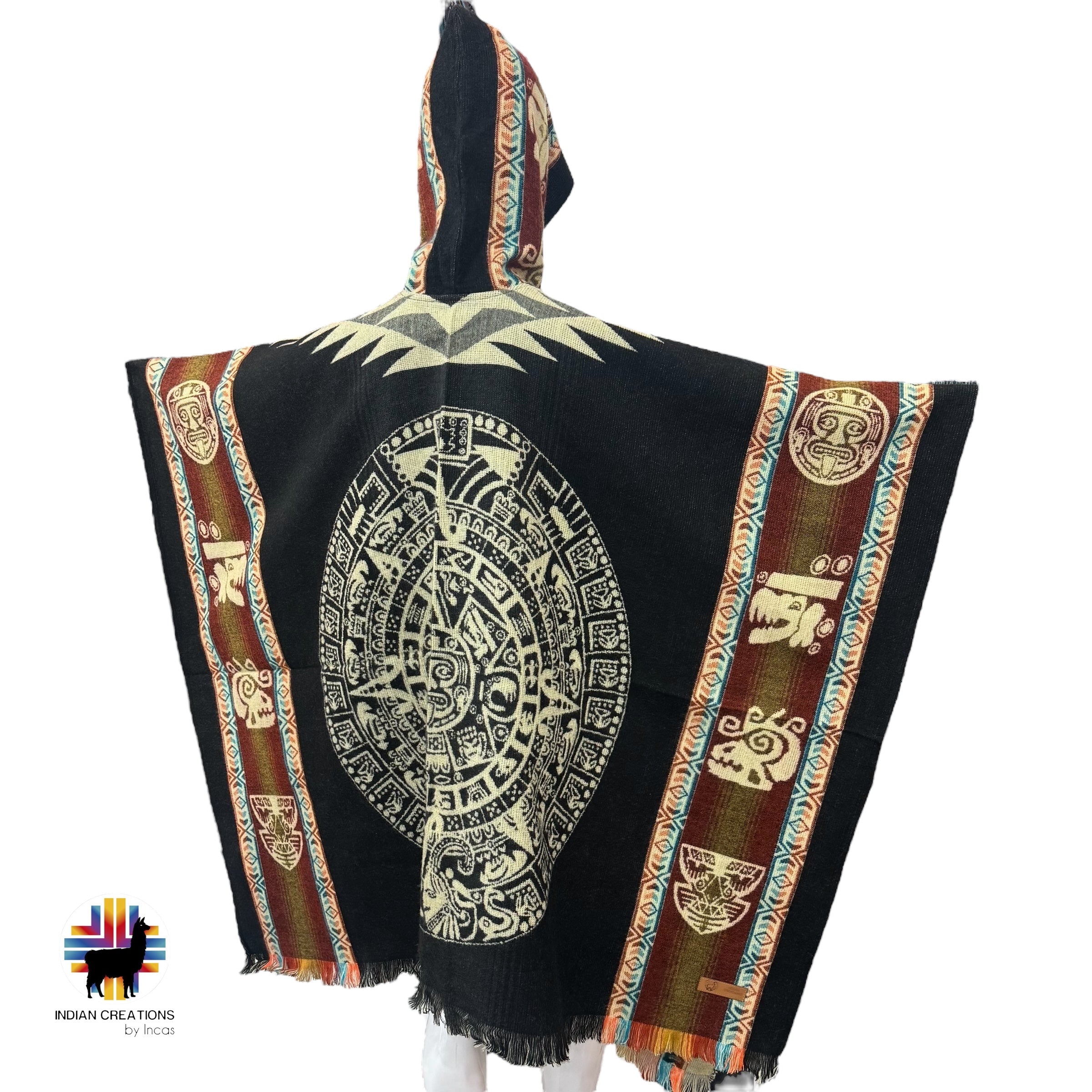 Aztec Calendar Alpaca Poncho