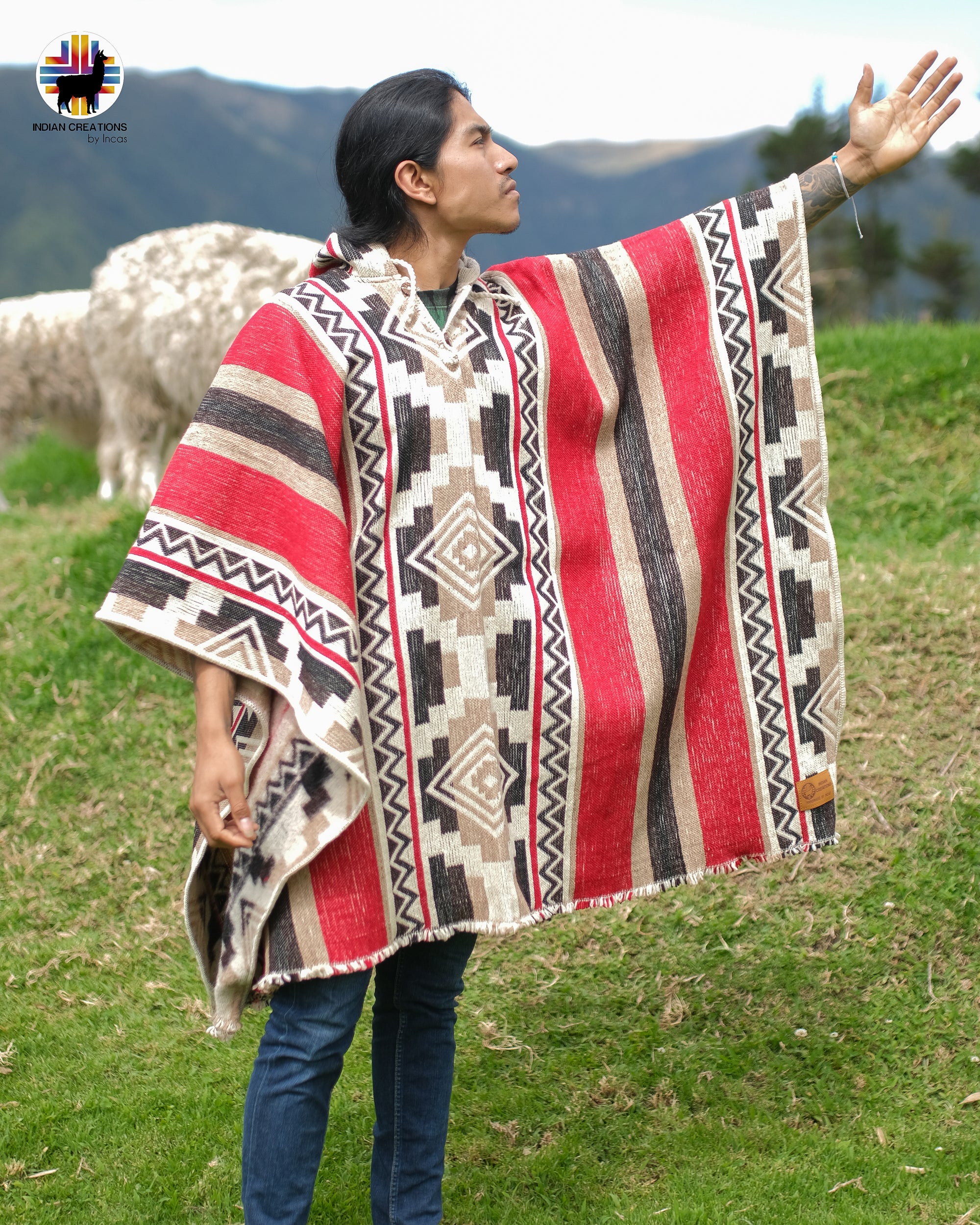 Aztec Rug Poncho Aztec Blood Wool Poncho – Indian Creations Corp