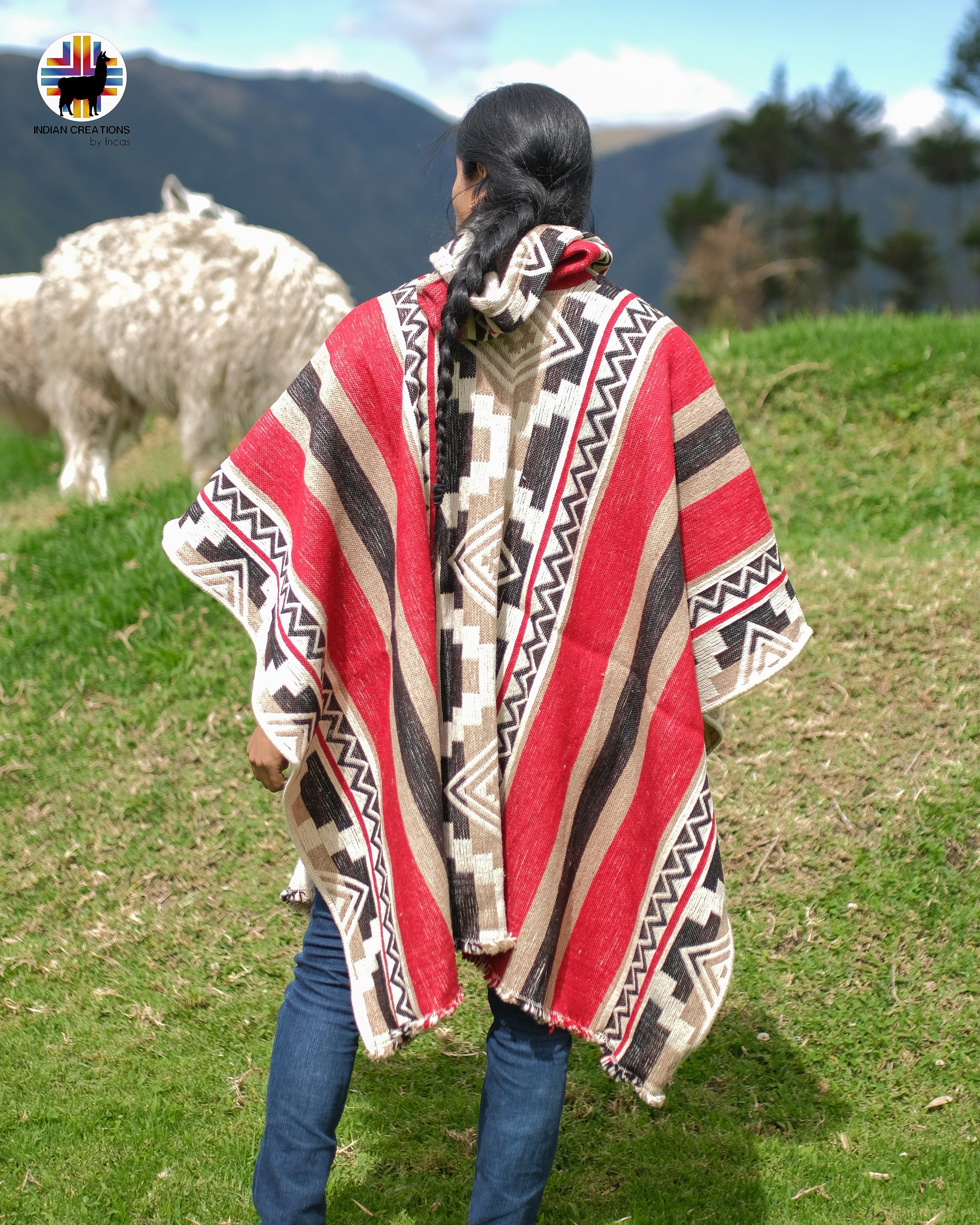 Aztec Rug Poncho Aztec Blood Wool Poncho – Indian Creations Corp