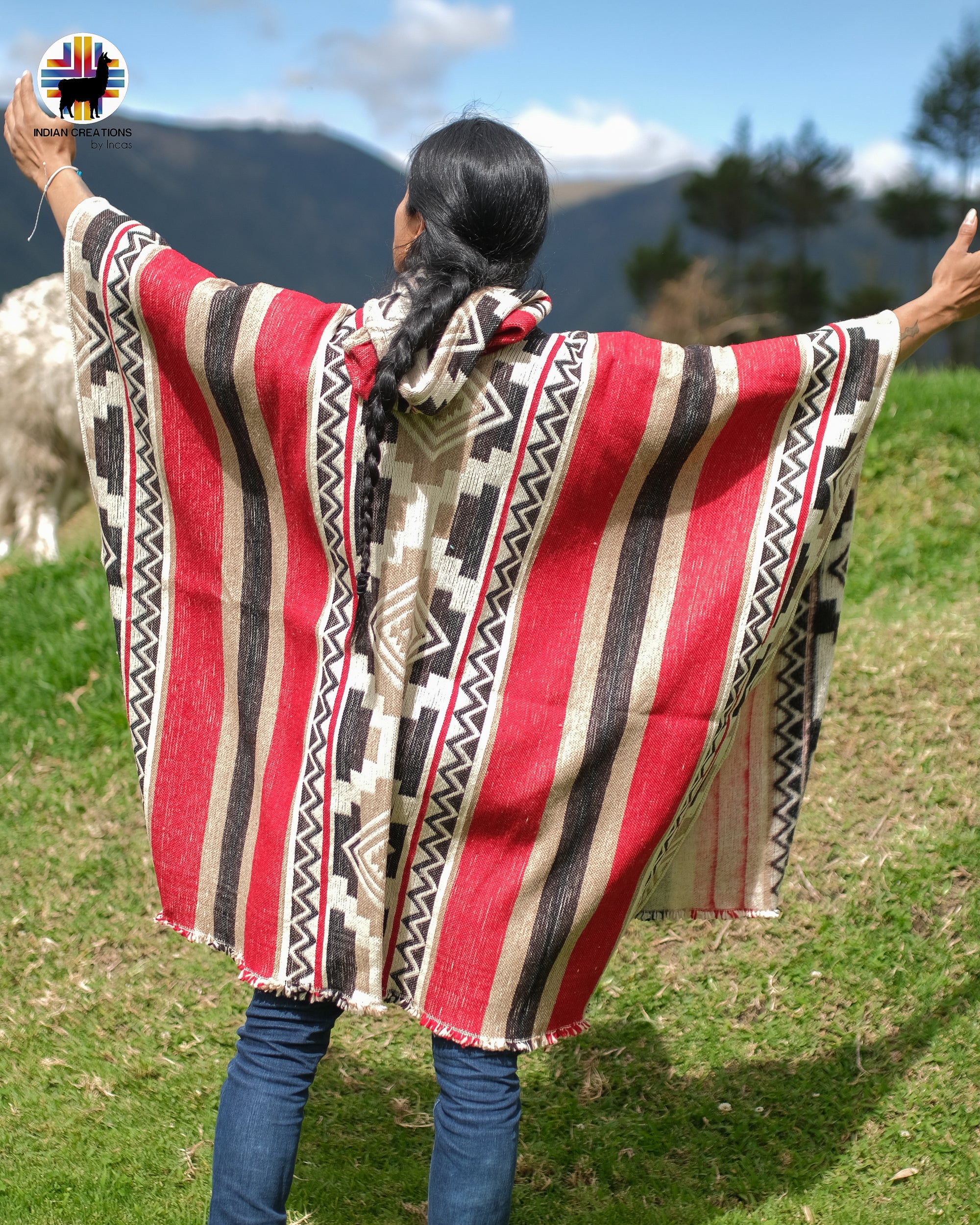 Aztec Rug Poncho Aztec Blood Wool Poncho – Indian Creations Corp