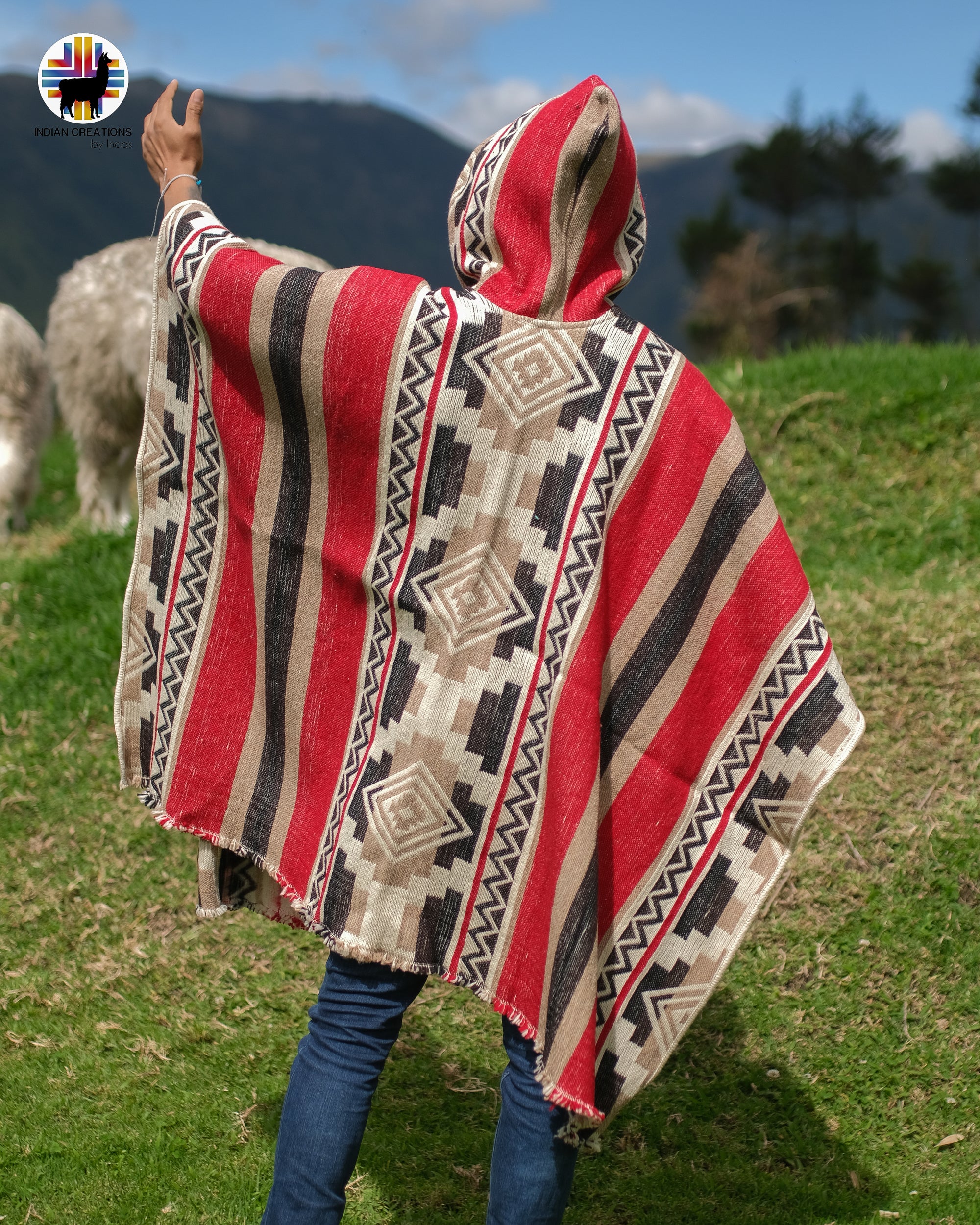 Aztec Rug Poncho Aztec Blood Wool Poncho – Indian Creations Corp