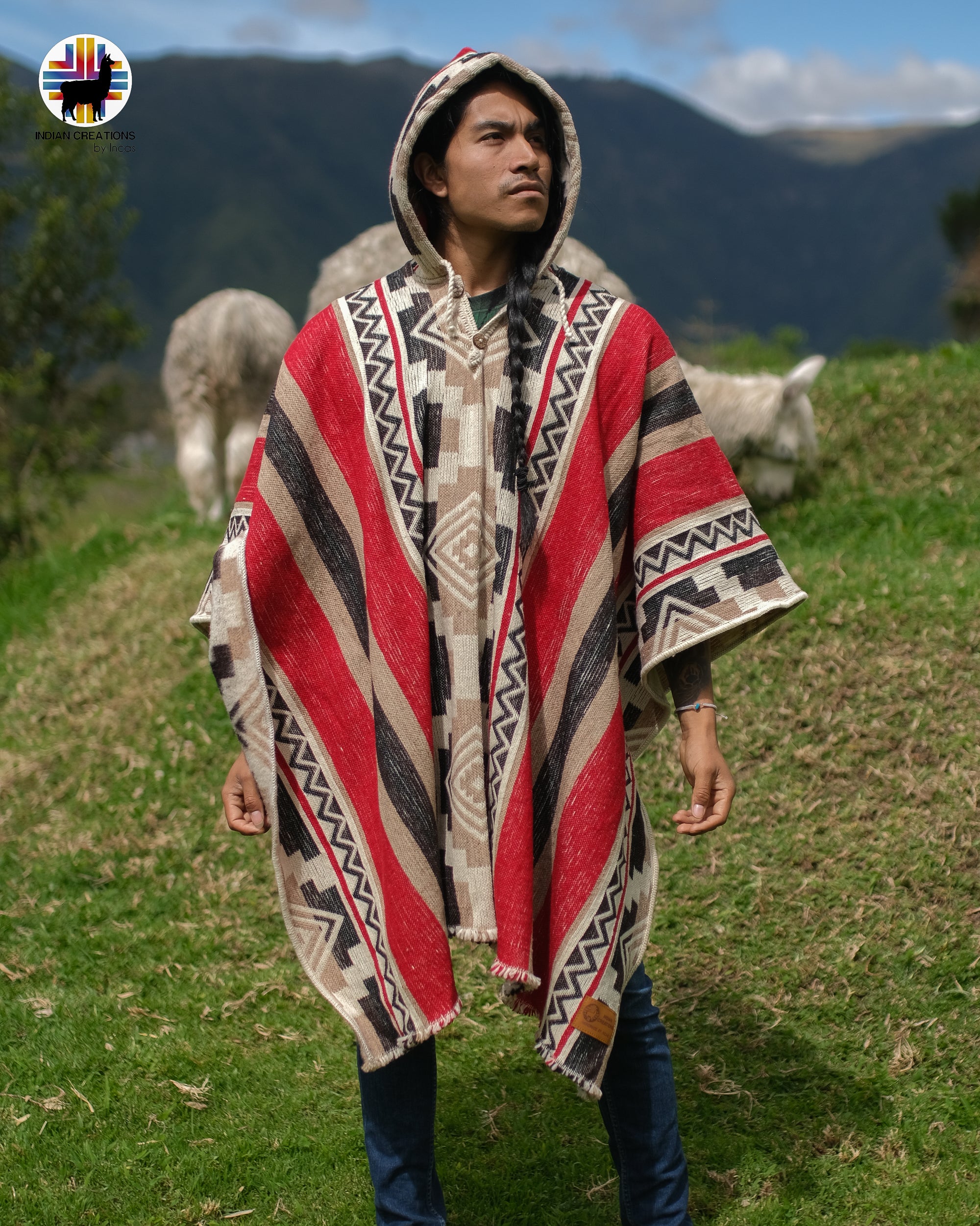 Aztec Rug Poncho Aztec Blood Wool Poncho – Indian Creations Corp