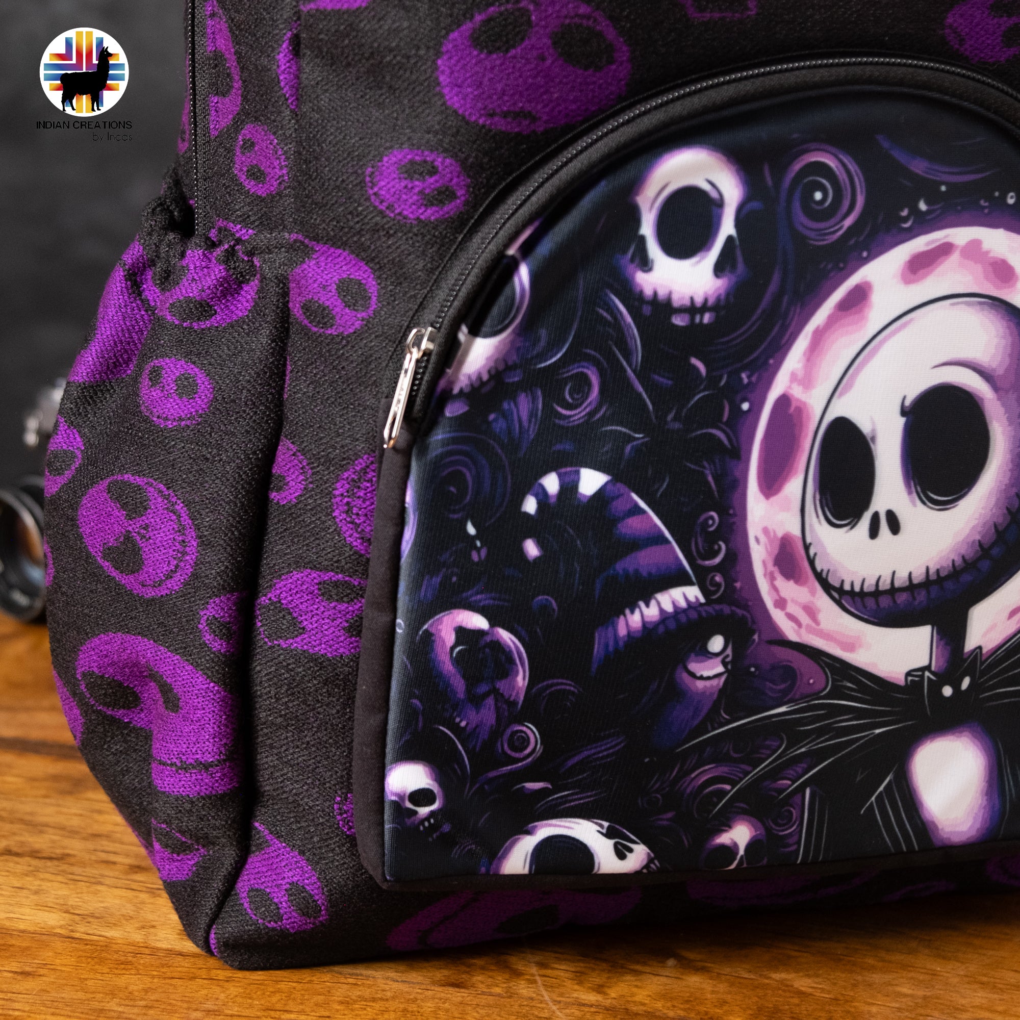 Handmade Backpack (Violet Skellington) Exclusive Design. Lightweight. Unique, accessible.