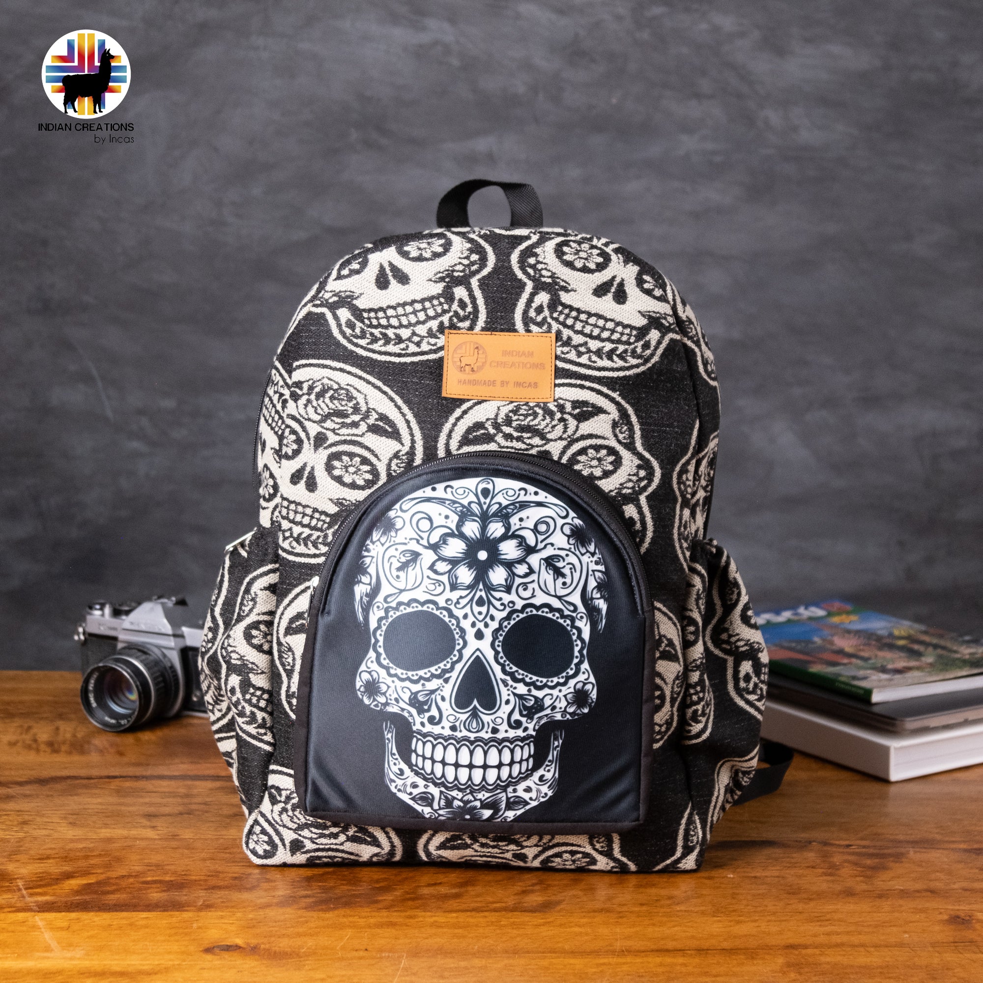 Handmade Backpack (Sugar Skull) Exclusive Design. Lightweight. Unique, accessible.