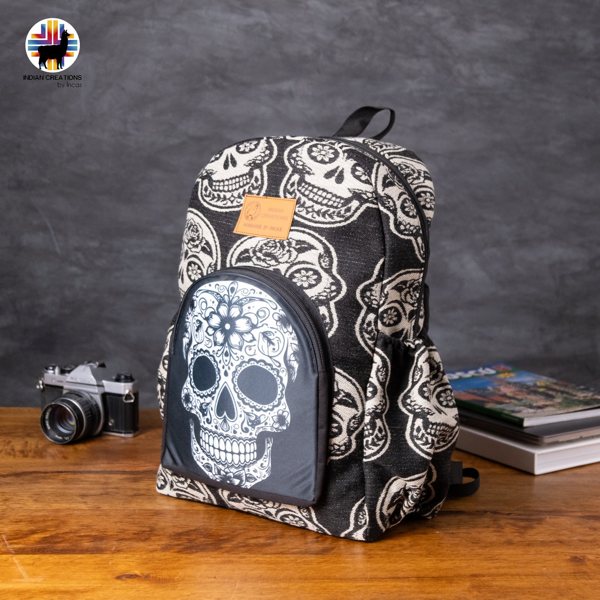 Handmade Backpack (Sugar Skull) Exclusive Design. Lightweight. Unique, accessible.