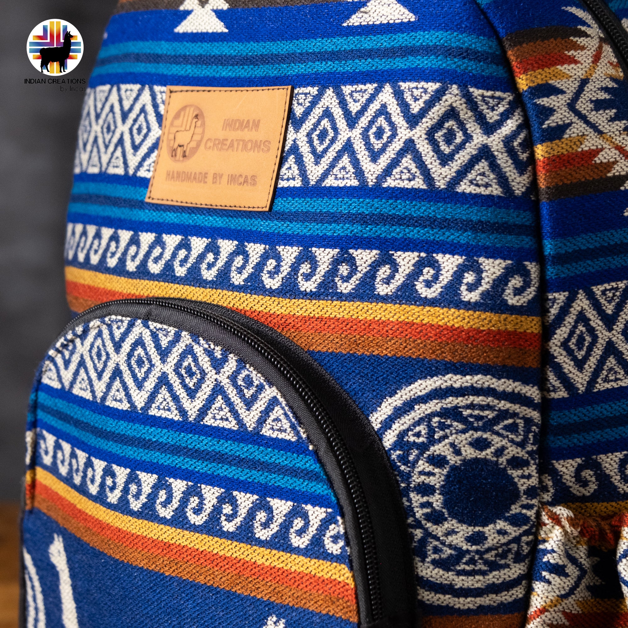 Handmade Backpack (Blue Alpacas) Exclusive Design. Lightweight. Unique, accessible.